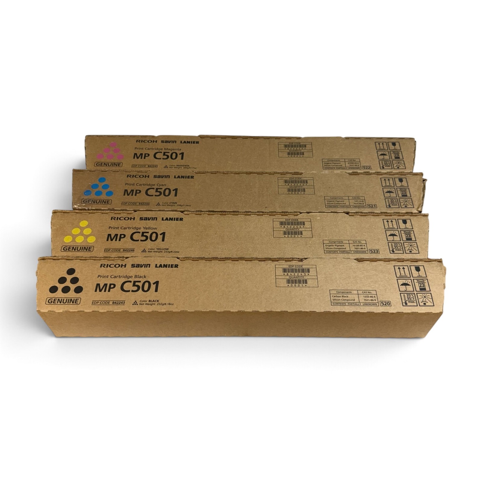 Ricoh Savin Lanier MP C501 Print Cartridge Set CMYK 842243 842244 842245 842246