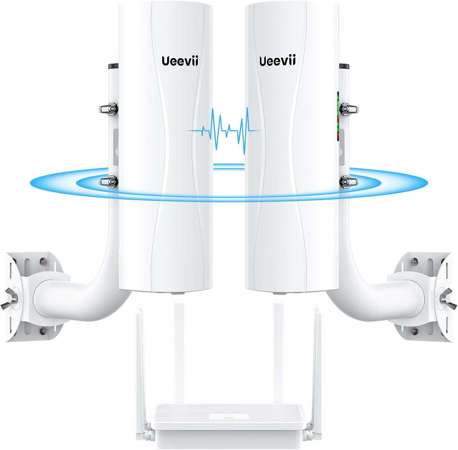 UeeVii 5KM Dual Gigabit Point to Point Wireless Bridge & WiFi 6 Router &Brackets
