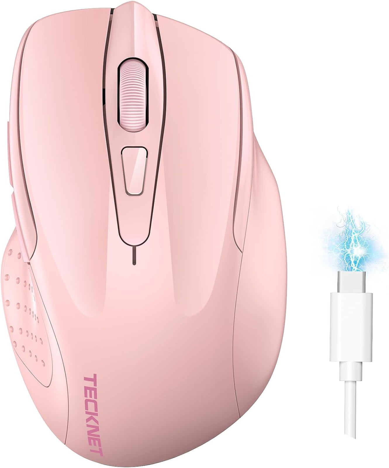 Wireless Mouse Pink Bluetooth 5.0 2.4G Rechargeable Silent 6 DPI Compatible