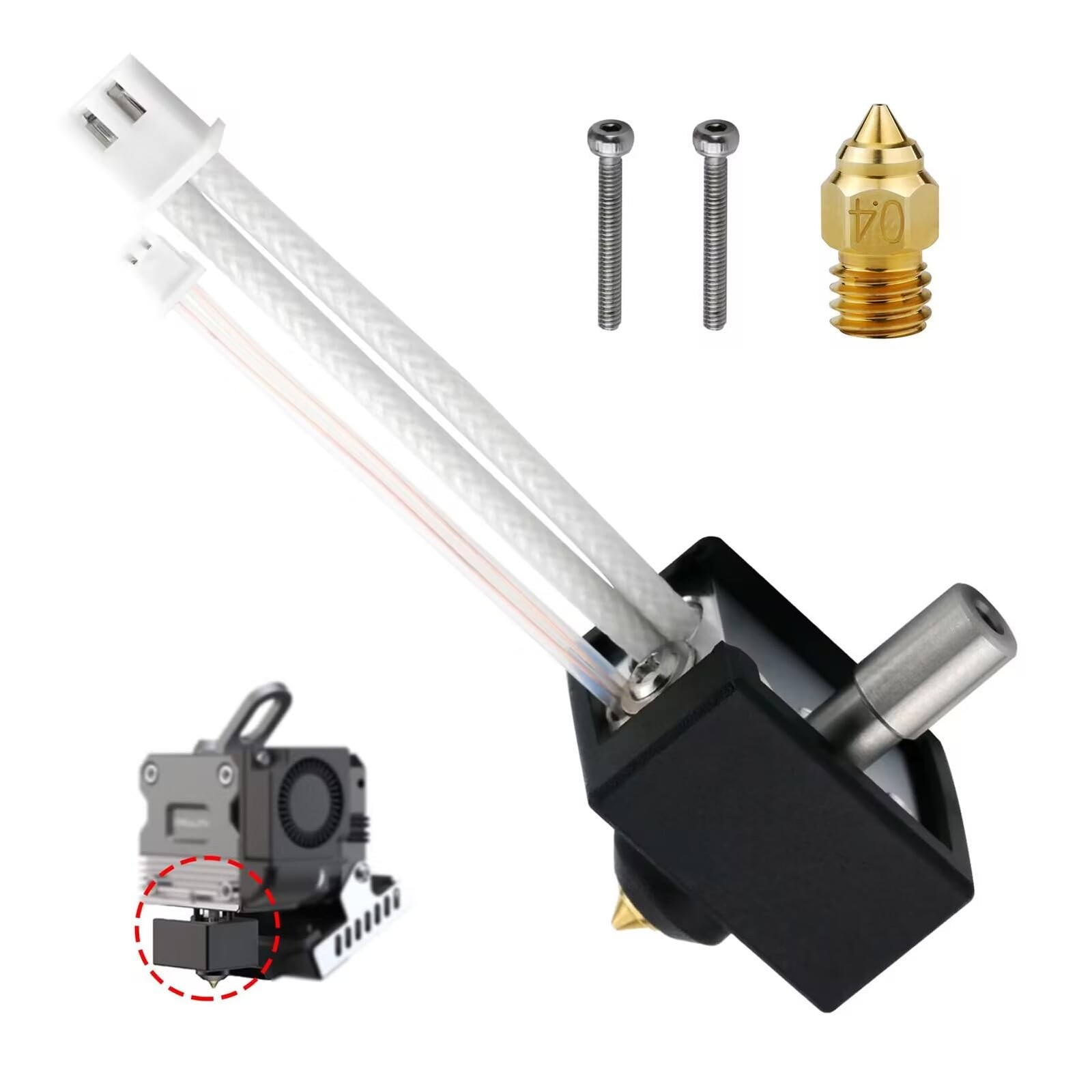 CR Official Sprite Extruder Heater Block Kit with 0.4mm Brass Nozzle High Tem...