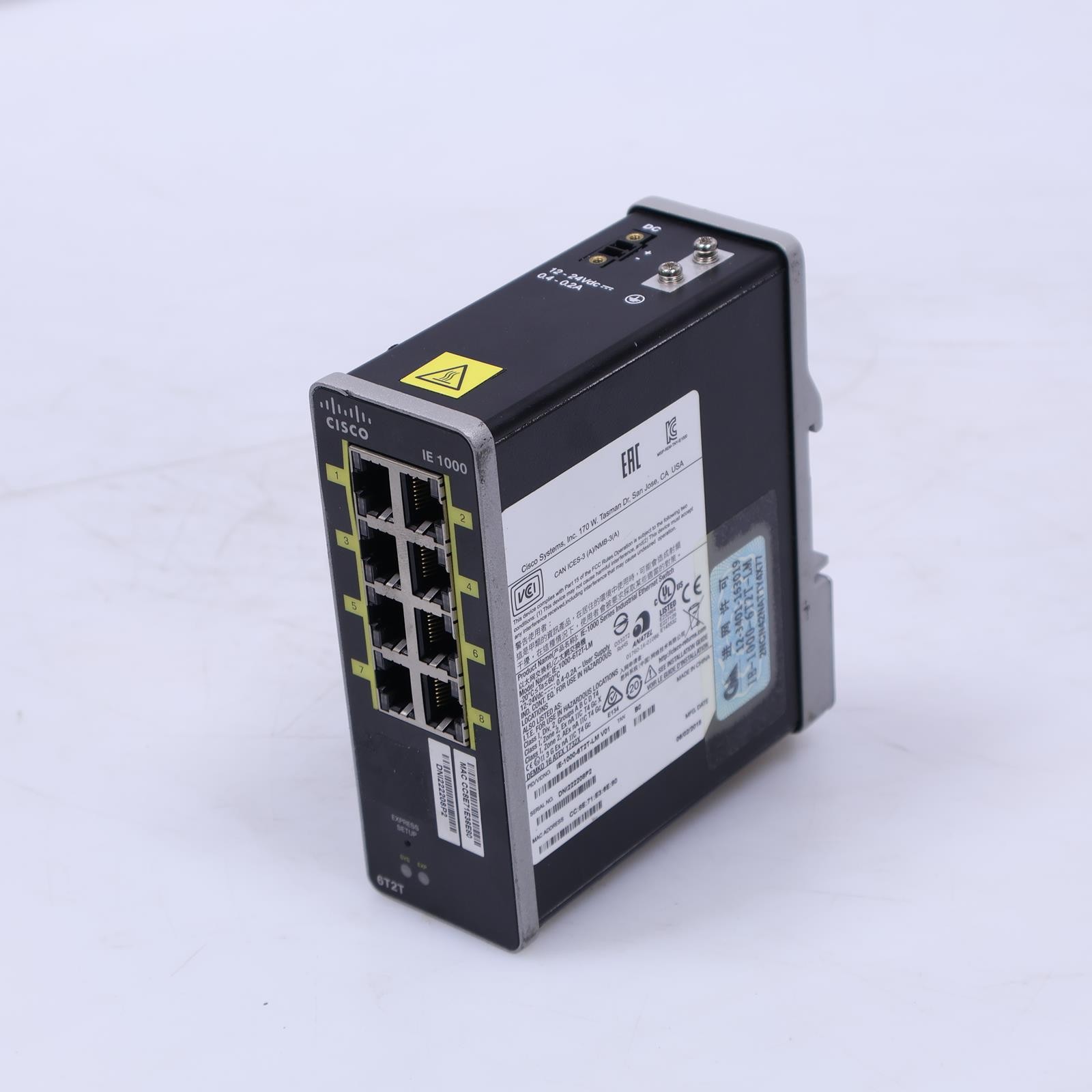 Cisco IE 1000 Series IE-1000-6T2T-LM v01 8-Port Managed Ethernet Switch