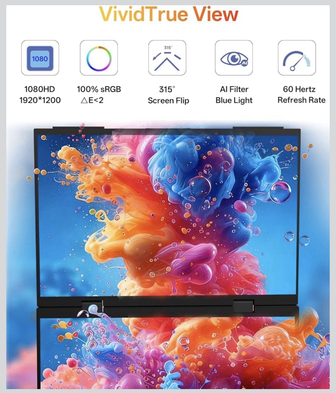14” Dual Portable Laptop Screen Extender, stacked triple monitor USB-C displays
