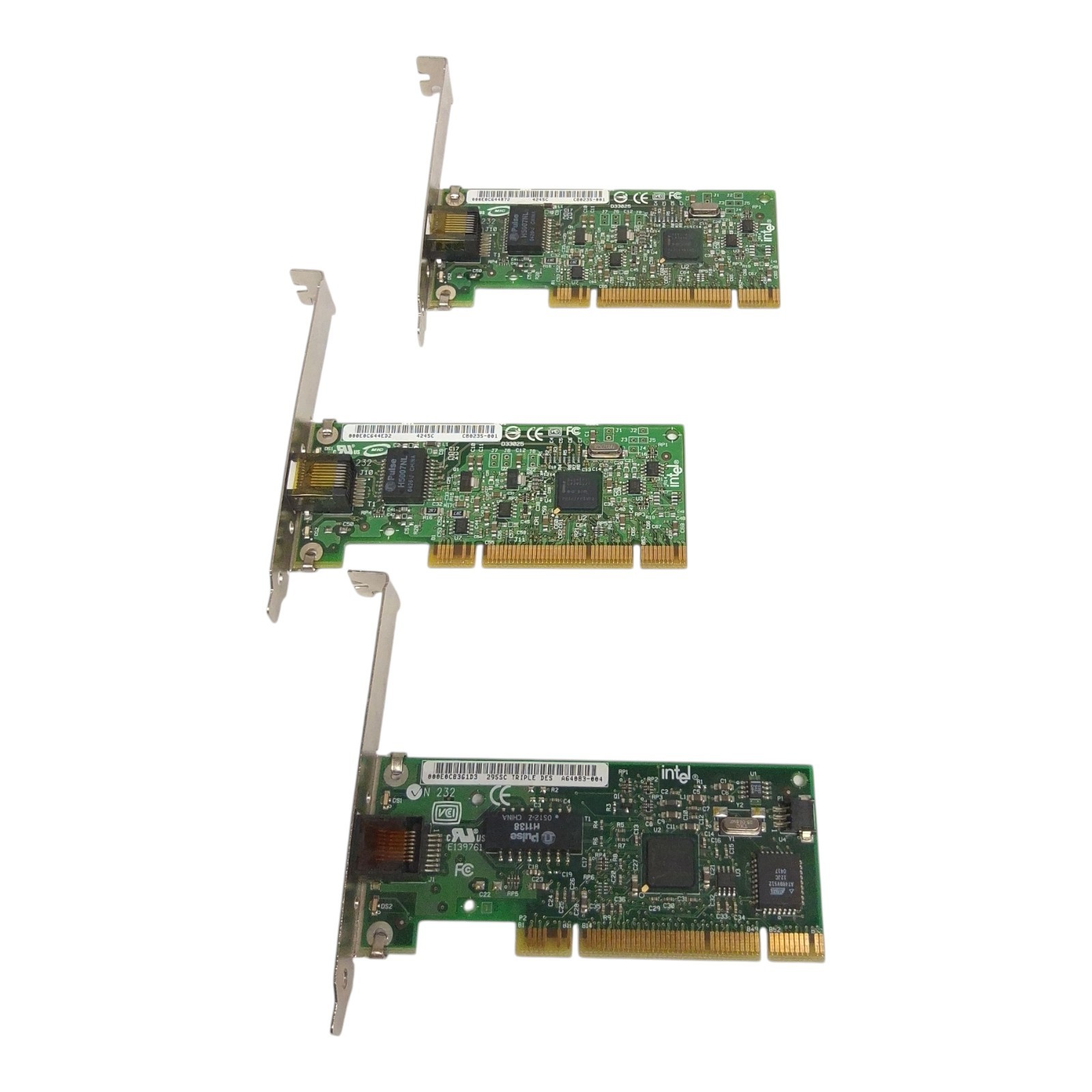 Lot of 3 Intel PCI Network Cards (2) PRO/1000 GT Gigabit & 1 Dell 08G779