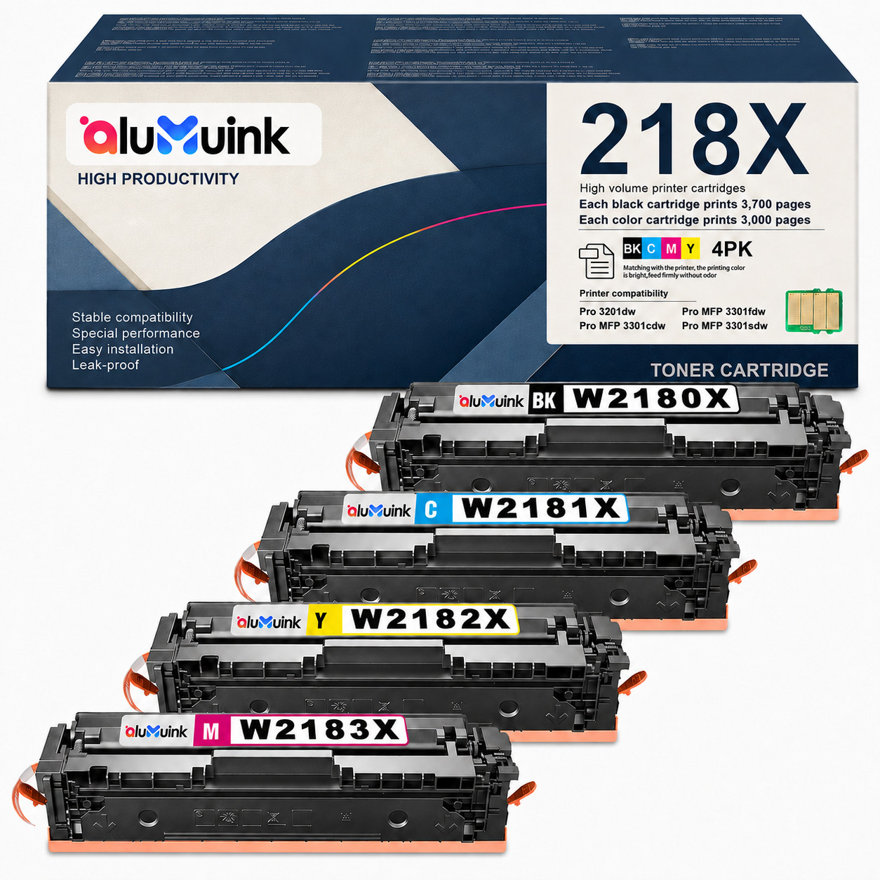 218X Toner Cartridge Compatible for218A W2180A W2181A W2182A W2183A 218X Y/B/M/C