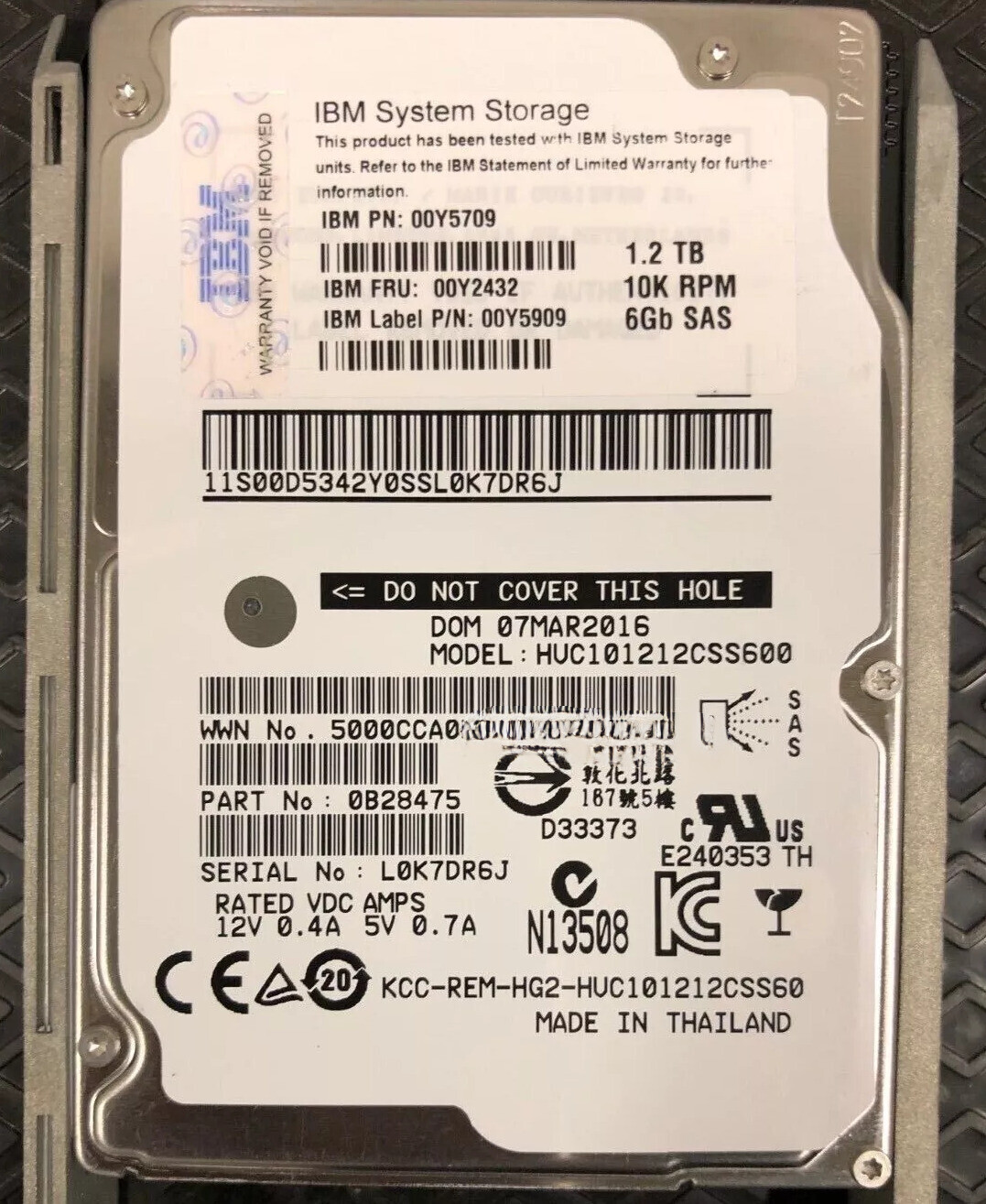 IBM 00Y5709 1.2TB 00Y2432 00Y5909 10K 6Gbs 2.5'' SAS Hard Drive HDD