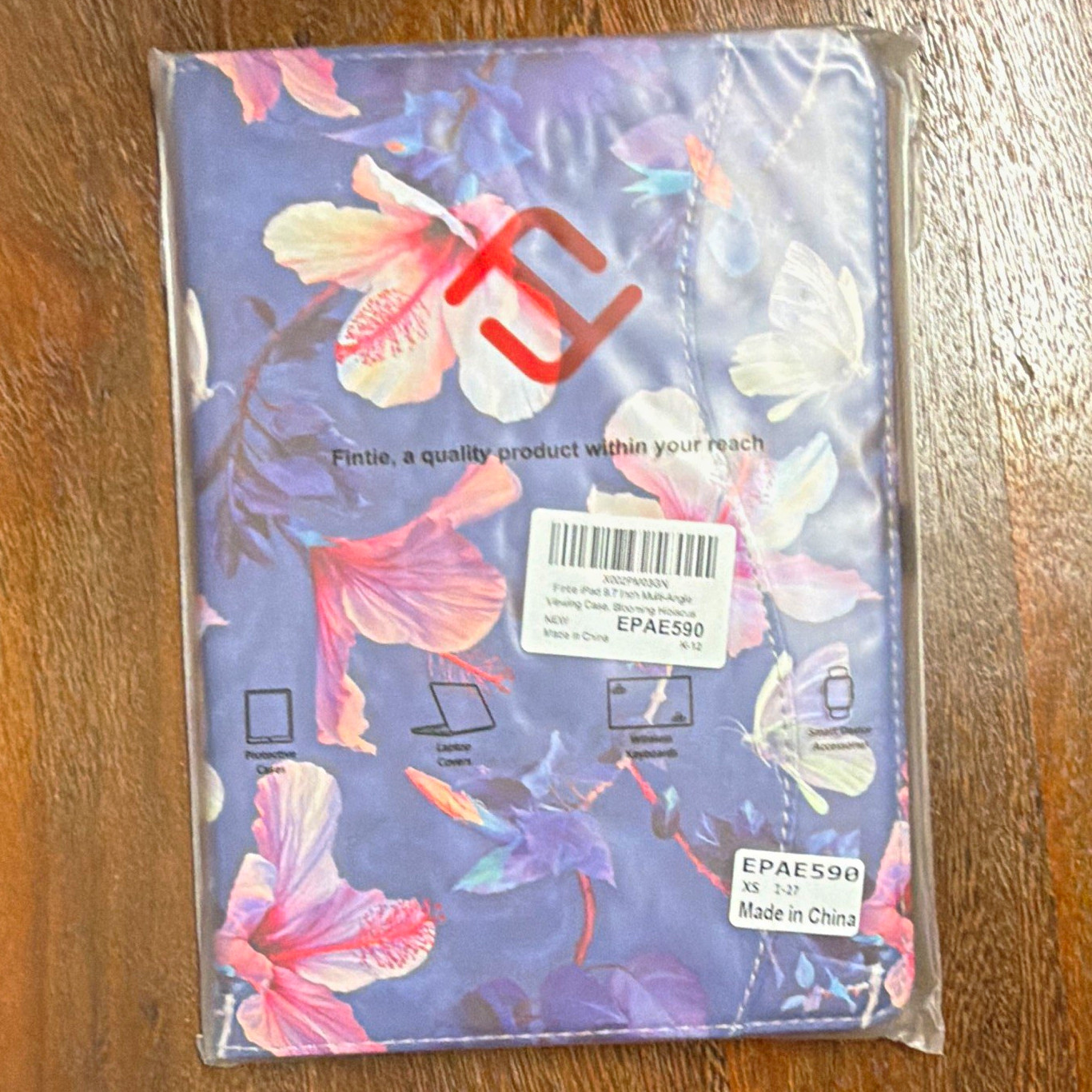 Fintie Apple iPad 9.7 in Synthetic Leather Multi-Angle Viewing Case Hibiscus