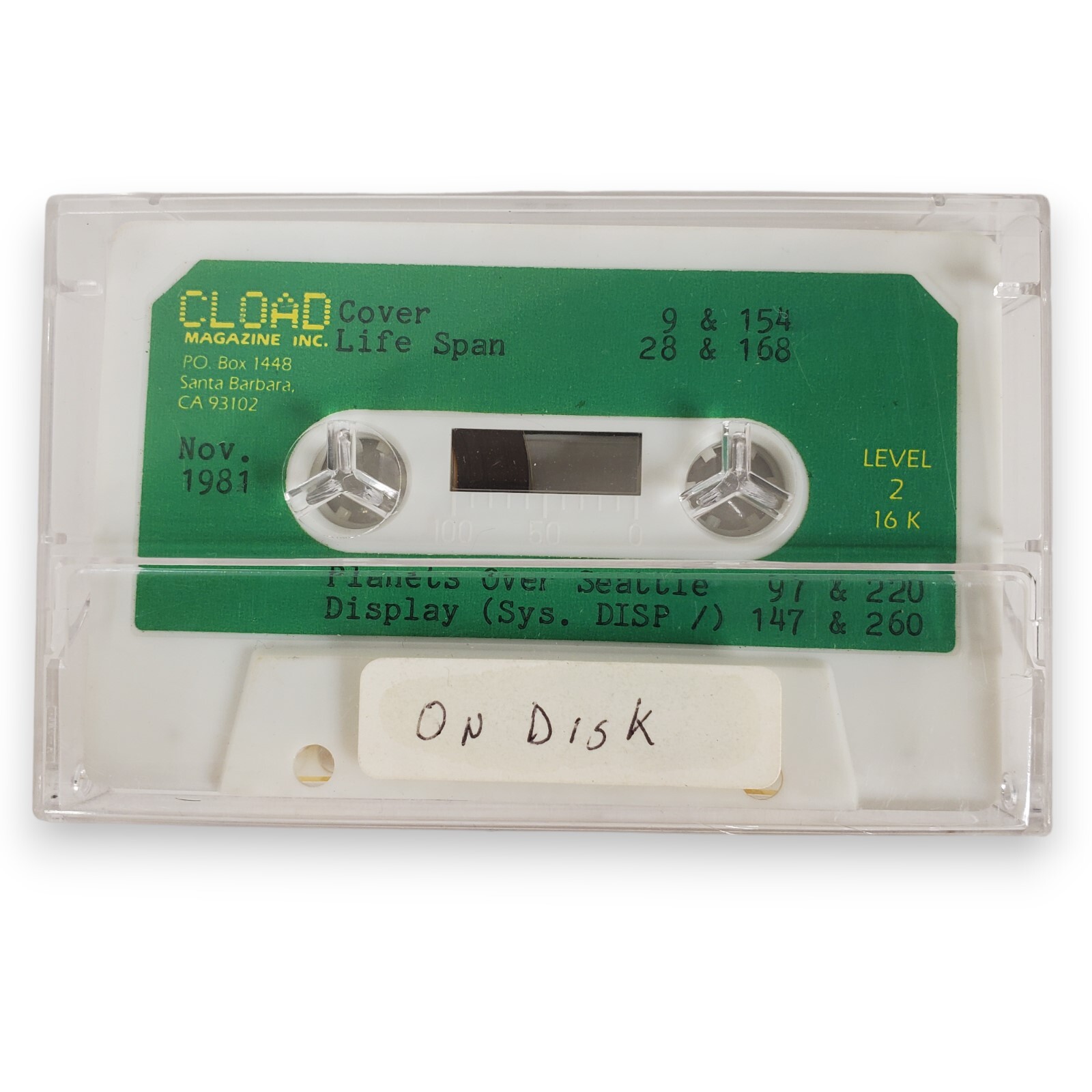 Vintage Nov. 1981 Original CLOAD Magazine Cassette Level 2 16K for TRS-80