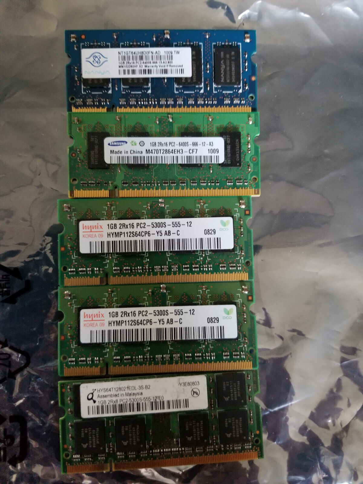 lot 5GB (5x1GB) DDR2 PC2-5300 & PC2-6400 Memory RAM Laptop