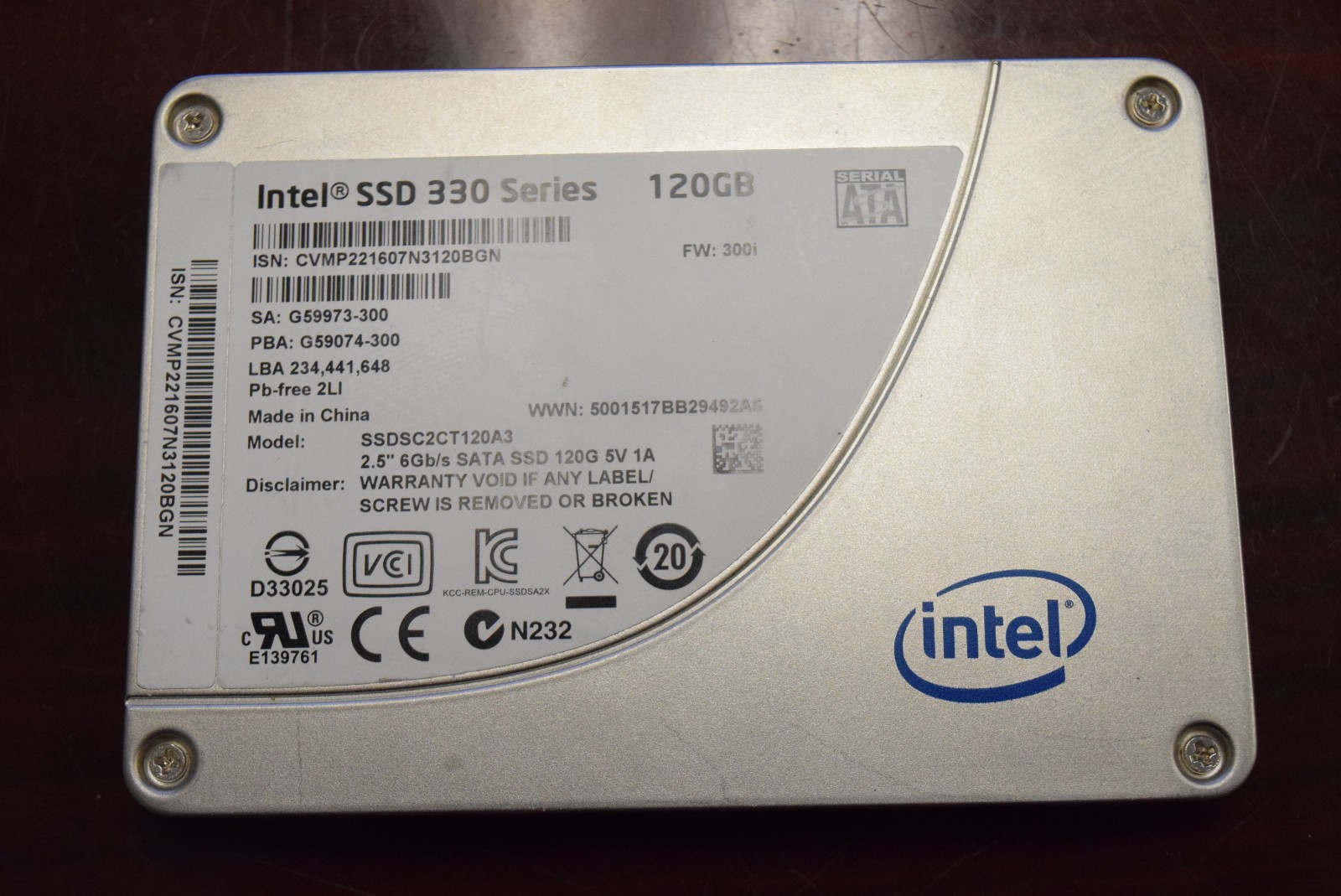 Intel 330 Series 120GB 2.5" SATA MLC SSD SSDSC2CT120A3