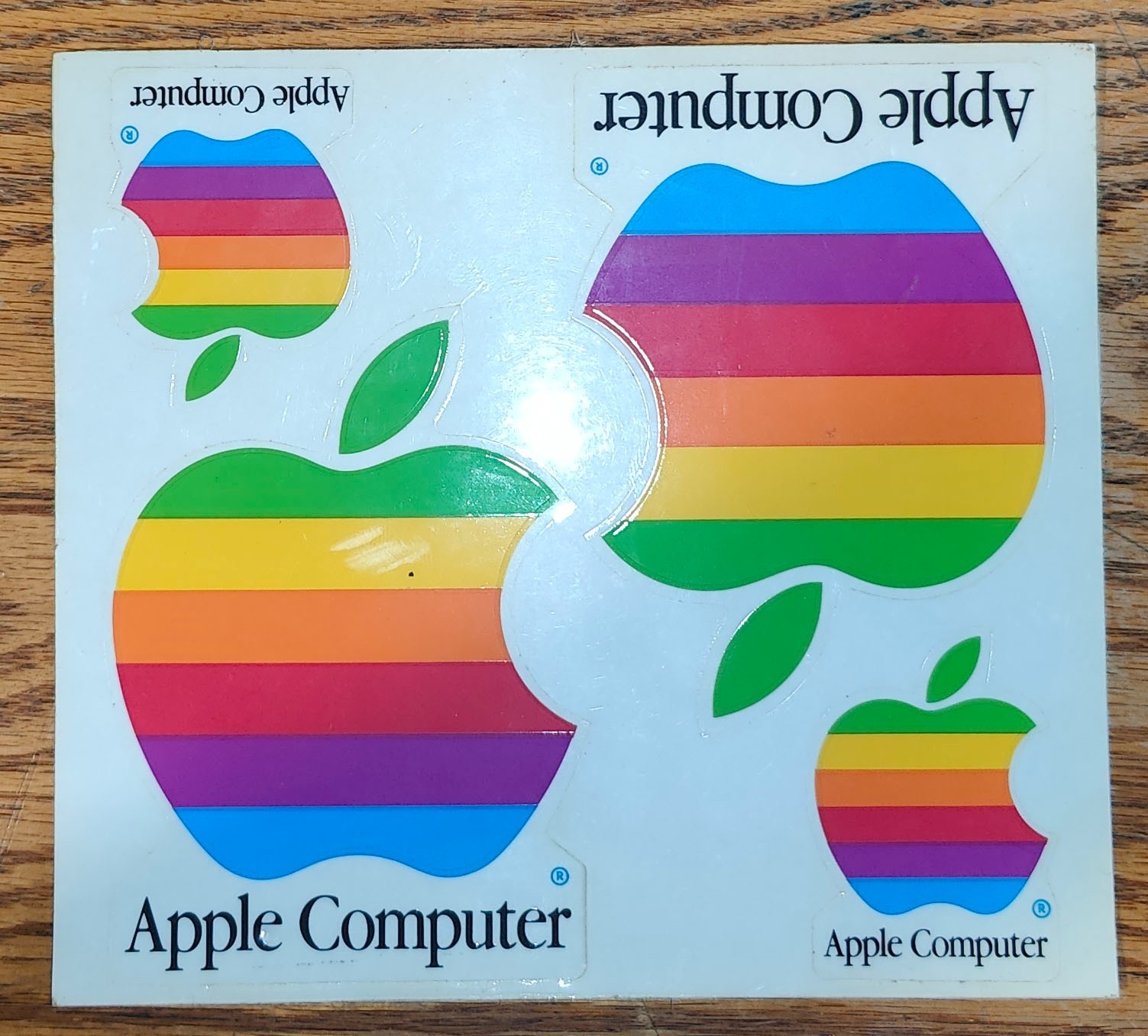 4 Vintage Original 1980s Apple Macintosh Computer Logo Rainbow Decals 6" x 6"