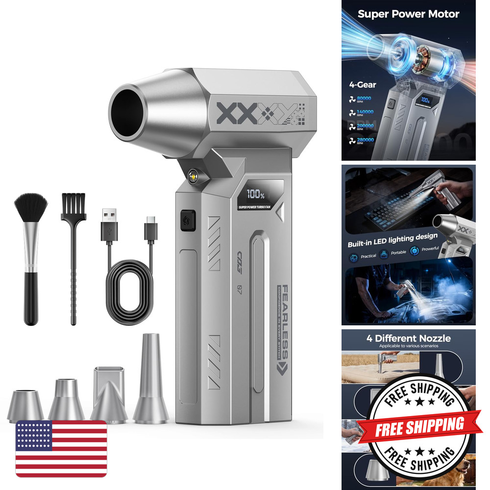 MiaEpic Compressed Air Duster Grey Rechargeable Cordless LED Z3-T5