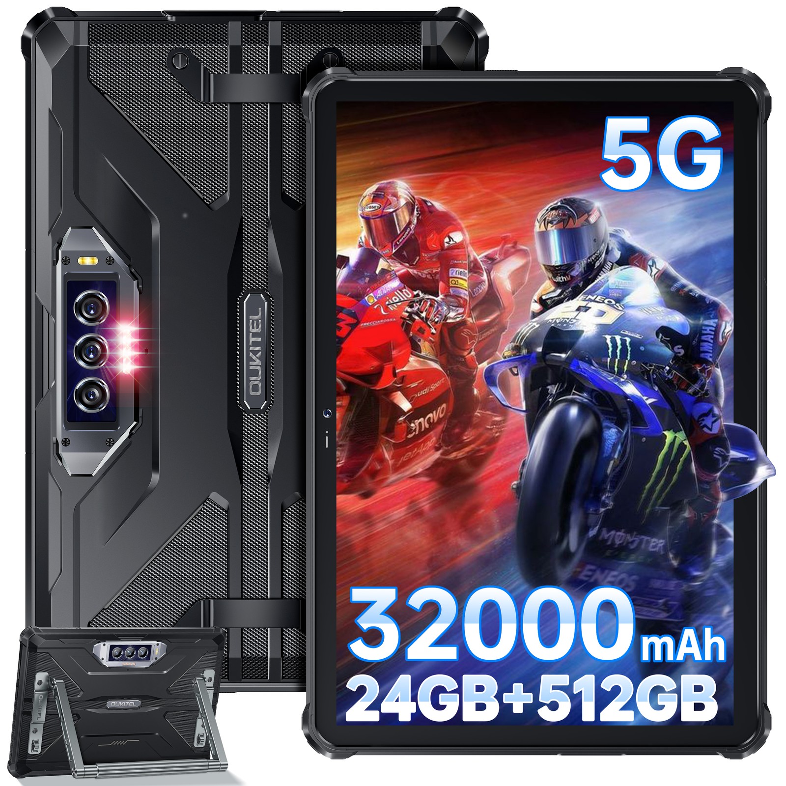 2026 OUKITEL RT7 5G Rugged Tablets 10.1 in FHD+ Tablets 512GB+36GB 32000mAh NFC