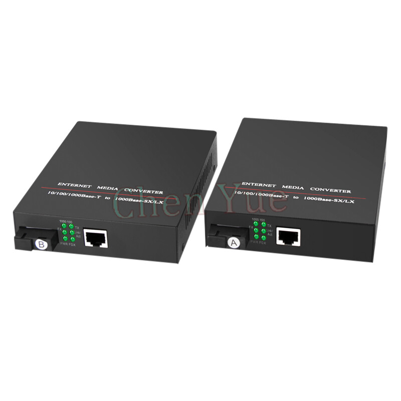 1 Pair Fiber Media Converter Gigabit 10/100/1000M SM Single Fiber SC Port 20KM