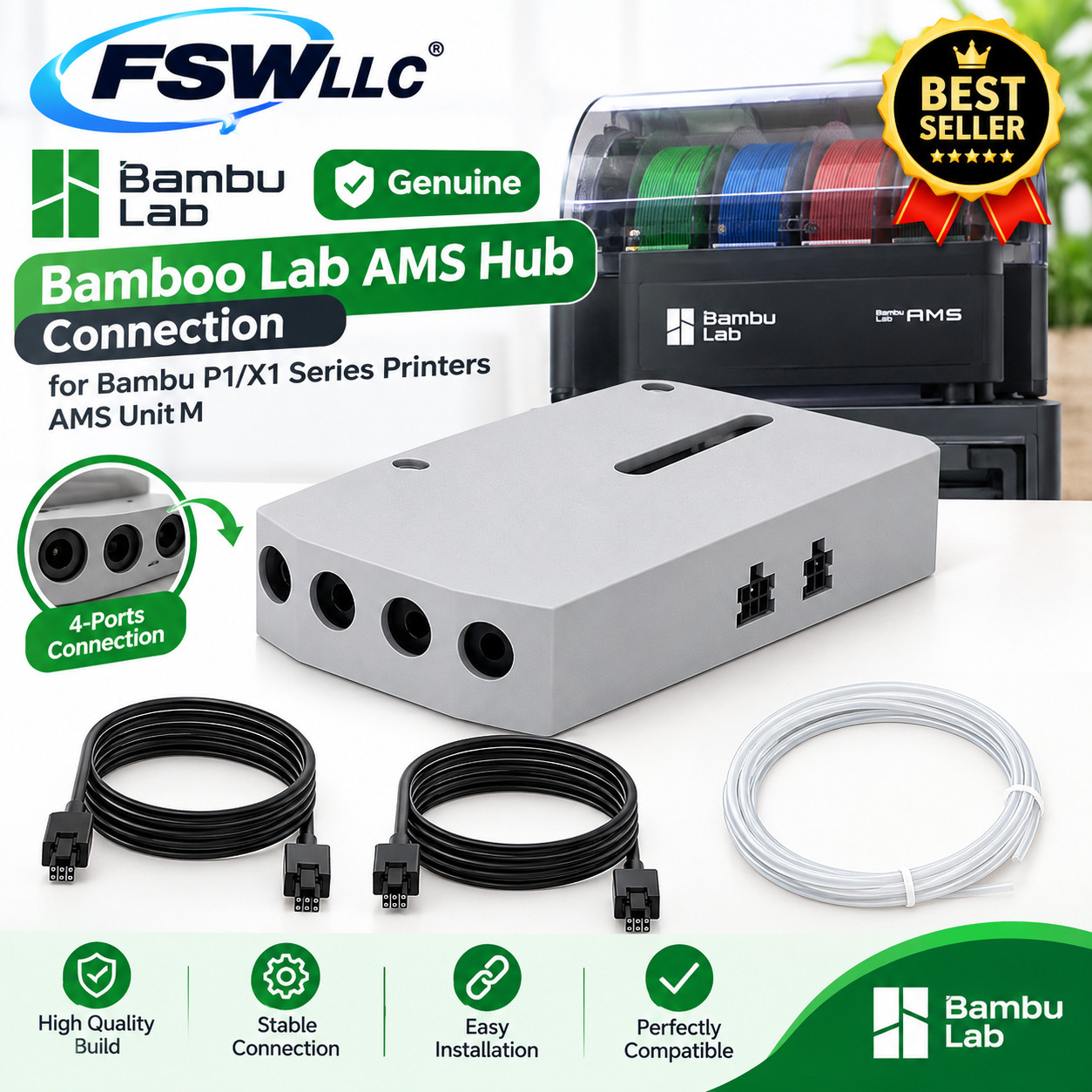 Genuine Bamboo Lab AMS Hub Connection for Bambu P1/X1 Series Printers AMS Unit M
