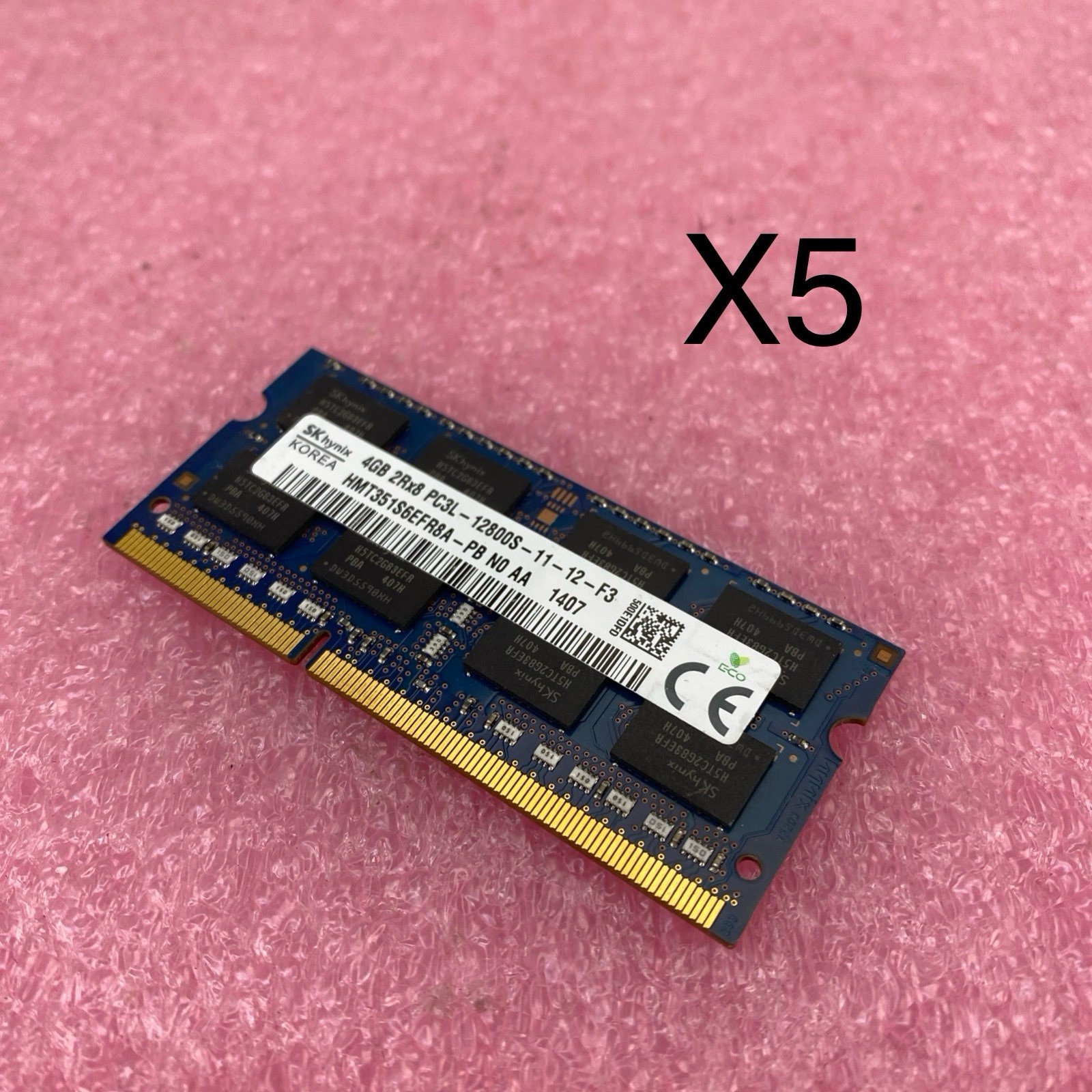 SK Hynix 4GB PC3L DDR3L 2Rx8 Laptop Memory Ram HMT351S6EFR8A-PB - Lot of 5