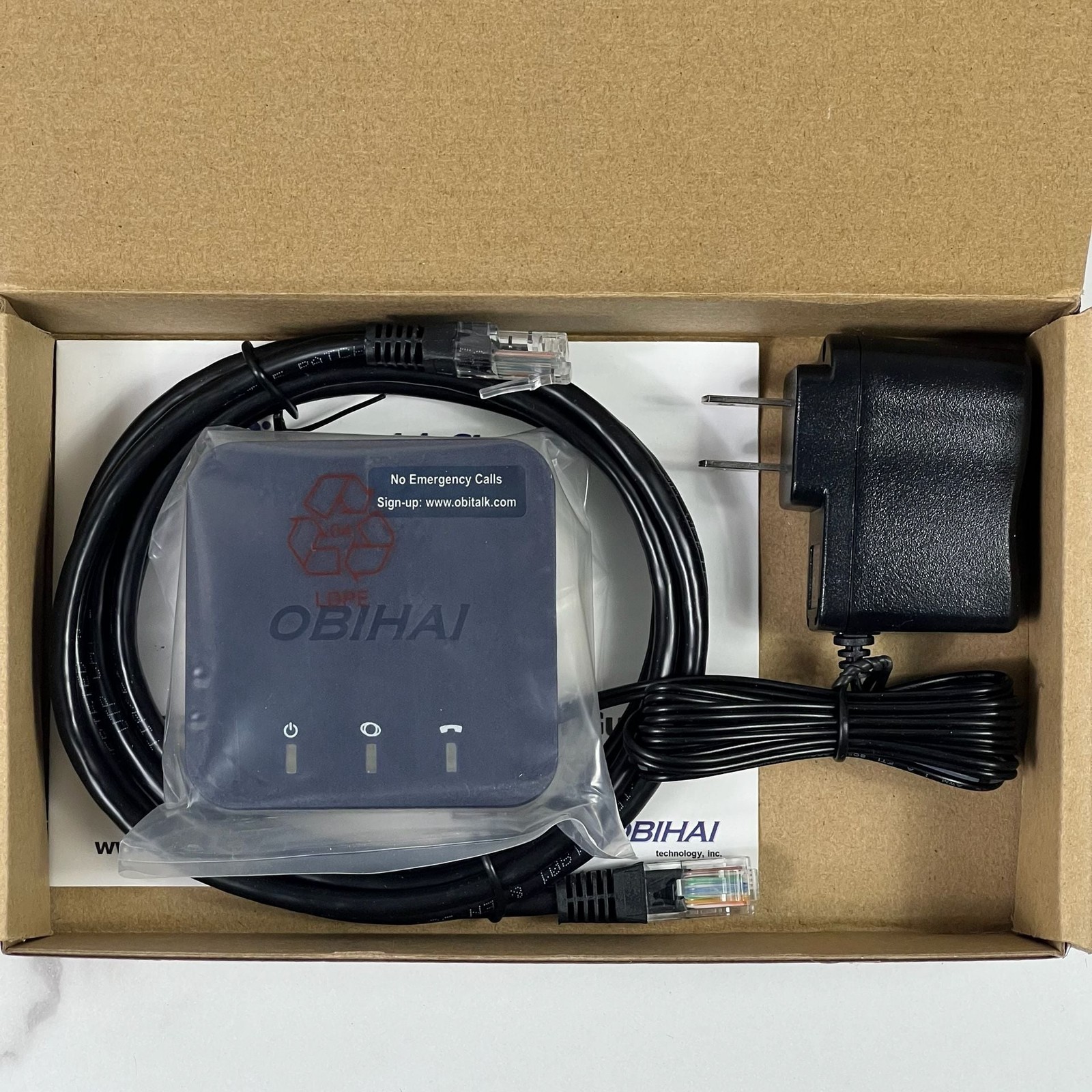Obihai OBi200 1-Port SIP VoIP Telephone Adapter New Open Box Complete