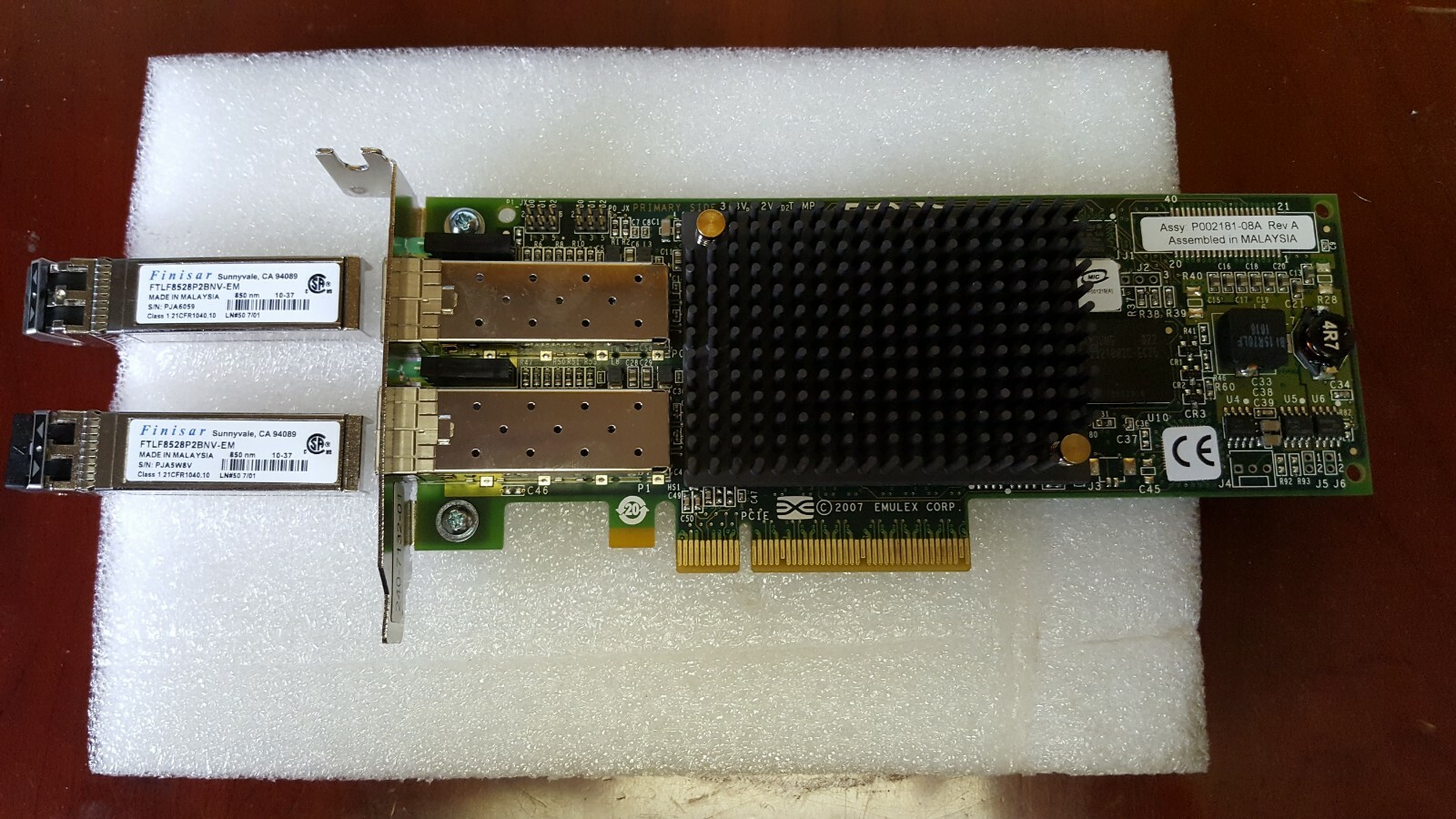 Sun/Emulex 8GB Dual Port Fibre Channel LPE12002 PCI-e Low Pro 371-4306-01 