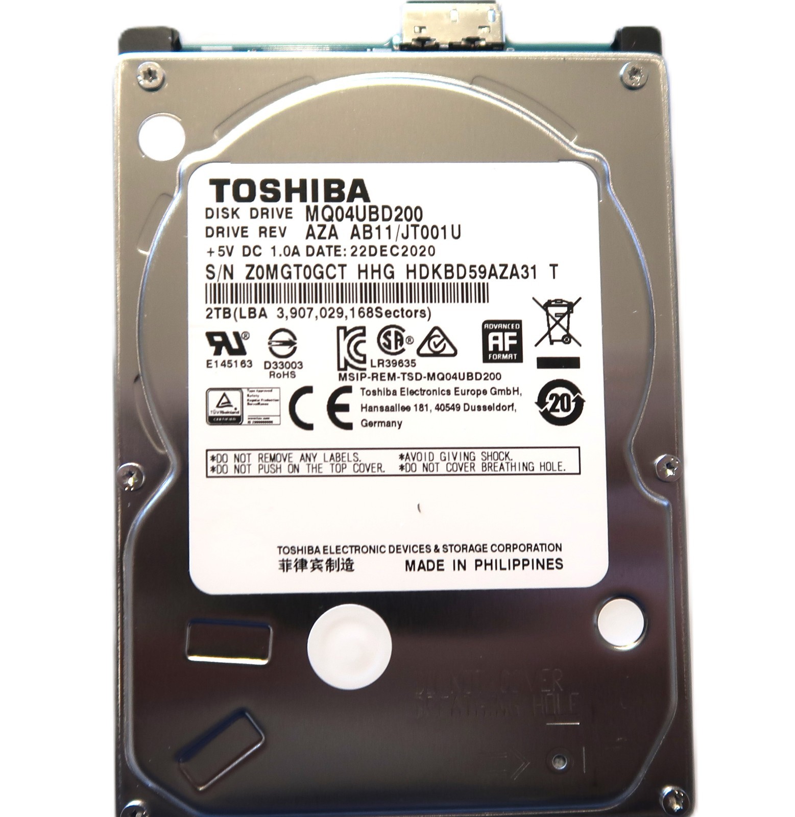 Toshiba MQ04UBD200 HDKBD59AZA31 T AZA AB11/JT001U Philippines 2TB USB DEC2020
