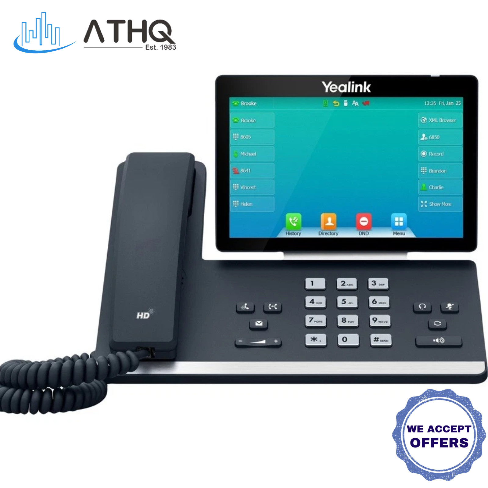 Yealink SIP-T57W 16-Line Gigabit HD PoE IP Business Phone LCD w/ WiFi Bluetooth