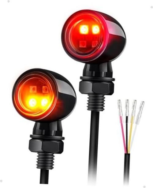 Bullet Mini LED Turn Signal Lights, 4LEDs Blinkers Turn Lights Fit Red & White