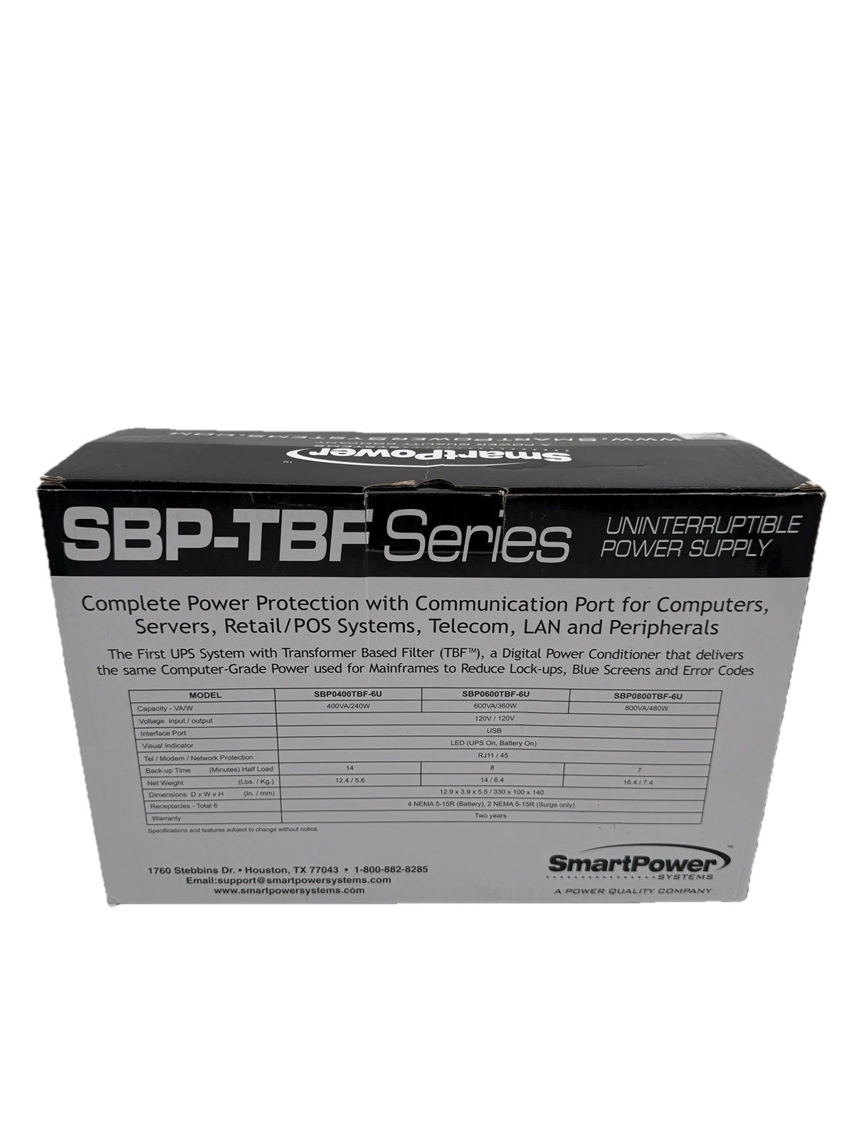 Smart Power Systems SBP-TBF Series UPS Model SVP0400U-TBF NOB