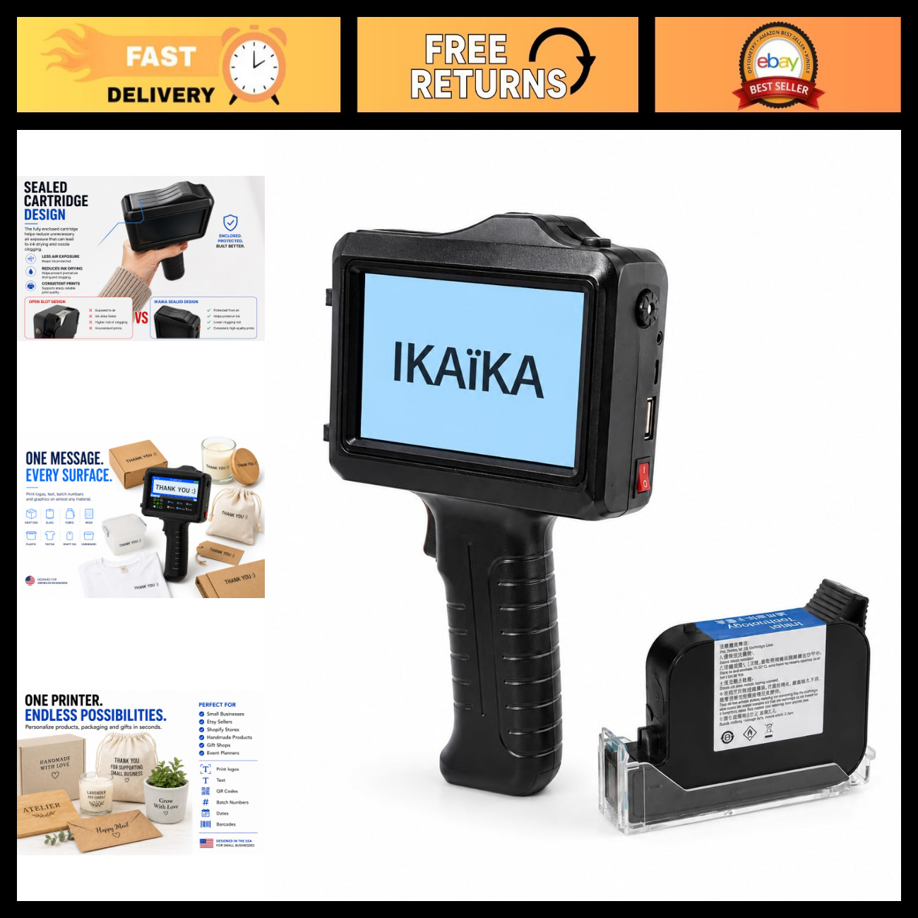 Portable Handheld Inkjet Printer 12.7mm – Touchscreen Logo & Packaging Printer f