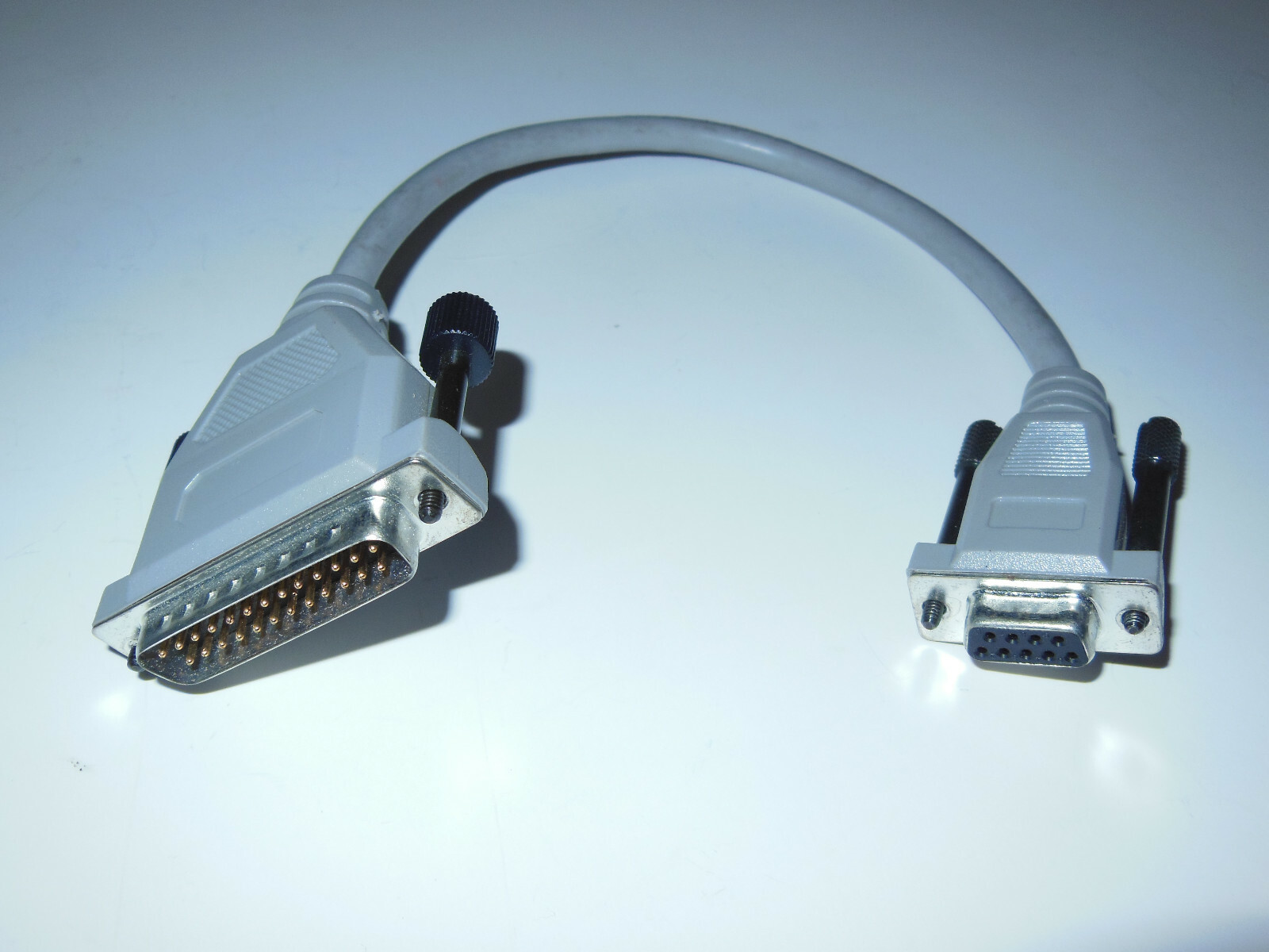 Used/Vintage 1ft Serial Cable DB25 Male to DE9 Female Grey Adapter D-Sub PC/COM
