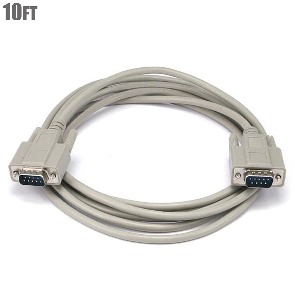 10ft Serial RS232 DB9 DB 9 9-Pin COM Port Male to Male M/M Molded Cable