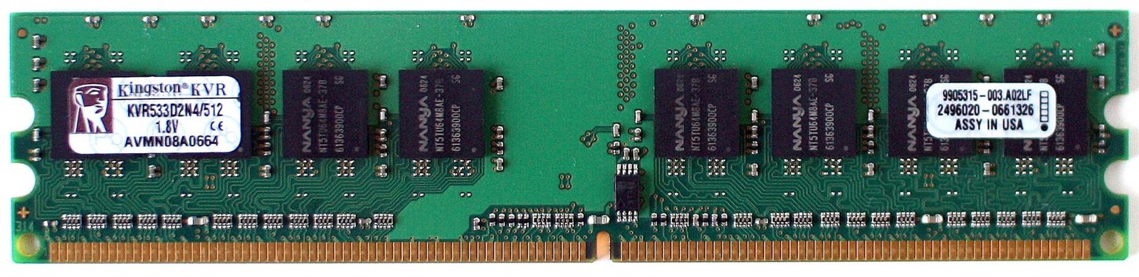 Memory ddr 512mb 533mhz, kvr533d2n4/512, 9905315-003.a02lf