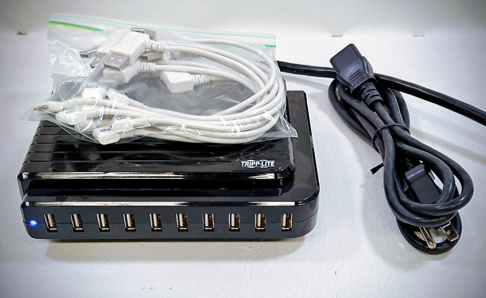 TRIPP LITE 10-Port USB Charging Station U280-010 with 10 Apple 8-Pin Cords Incl.