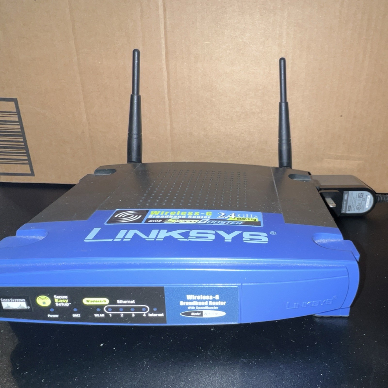 Linksys WRT54GS V7 Wireless-G Router SpeedBooster 54Mbps 4 LAN Ports Blue/Black