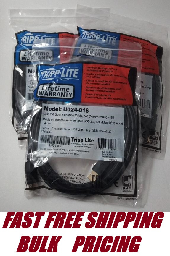 Tripp Lite U024-016 USB 2.0 Gold Hi-Speed Extension Cable A/A (A Male/Fem.) 16ft