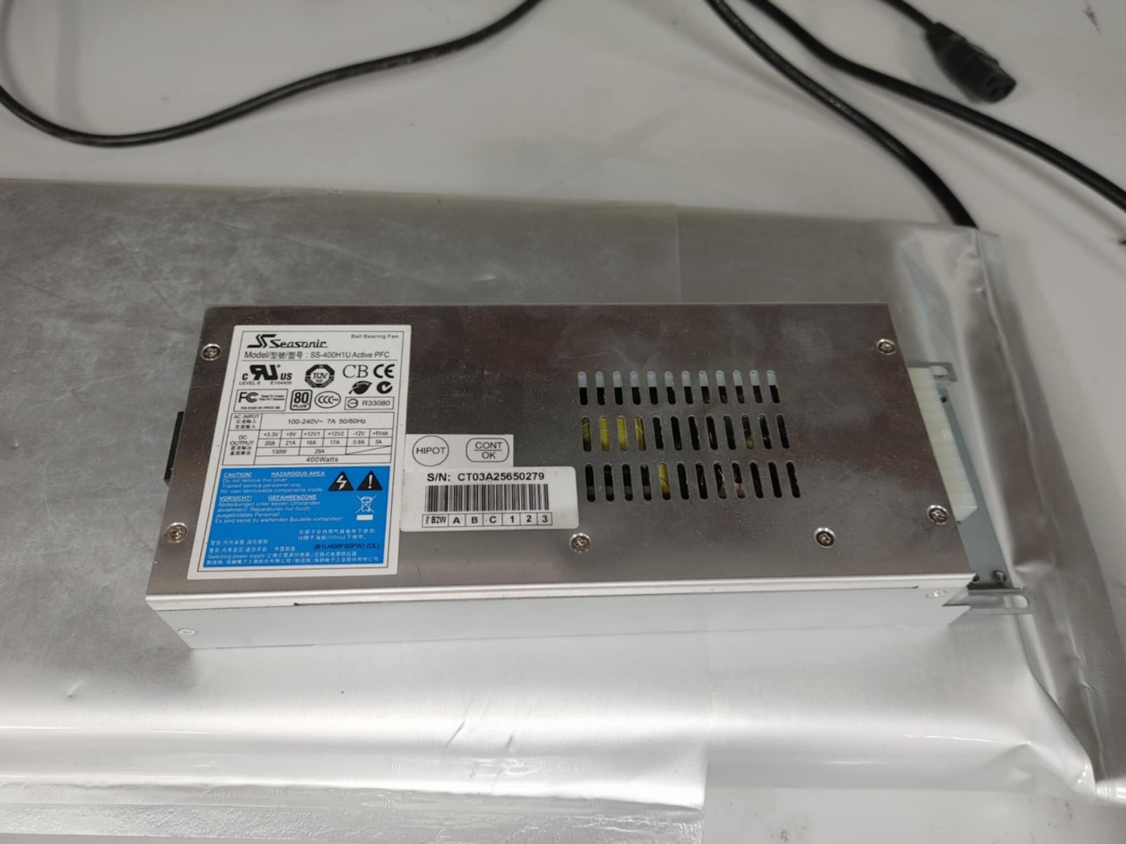 Sea Sonic SS-400H1U 1U 400W Power Supply Unit PSU 2 Fans Active PFC 24 Pin