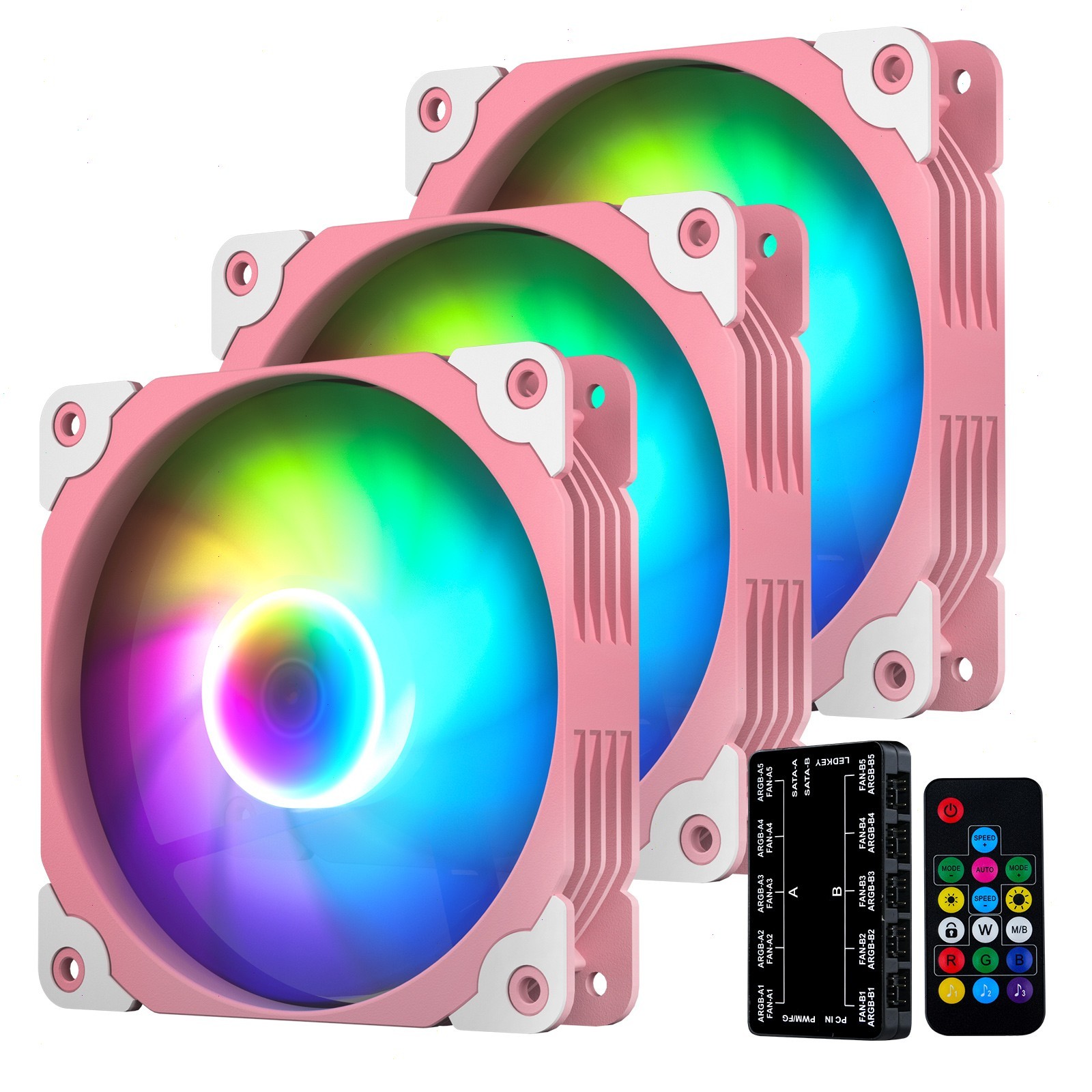 3Pack Vetroo 120mm ARGB LED Computer PC Case Cooler Cooling Fan High-Performance
