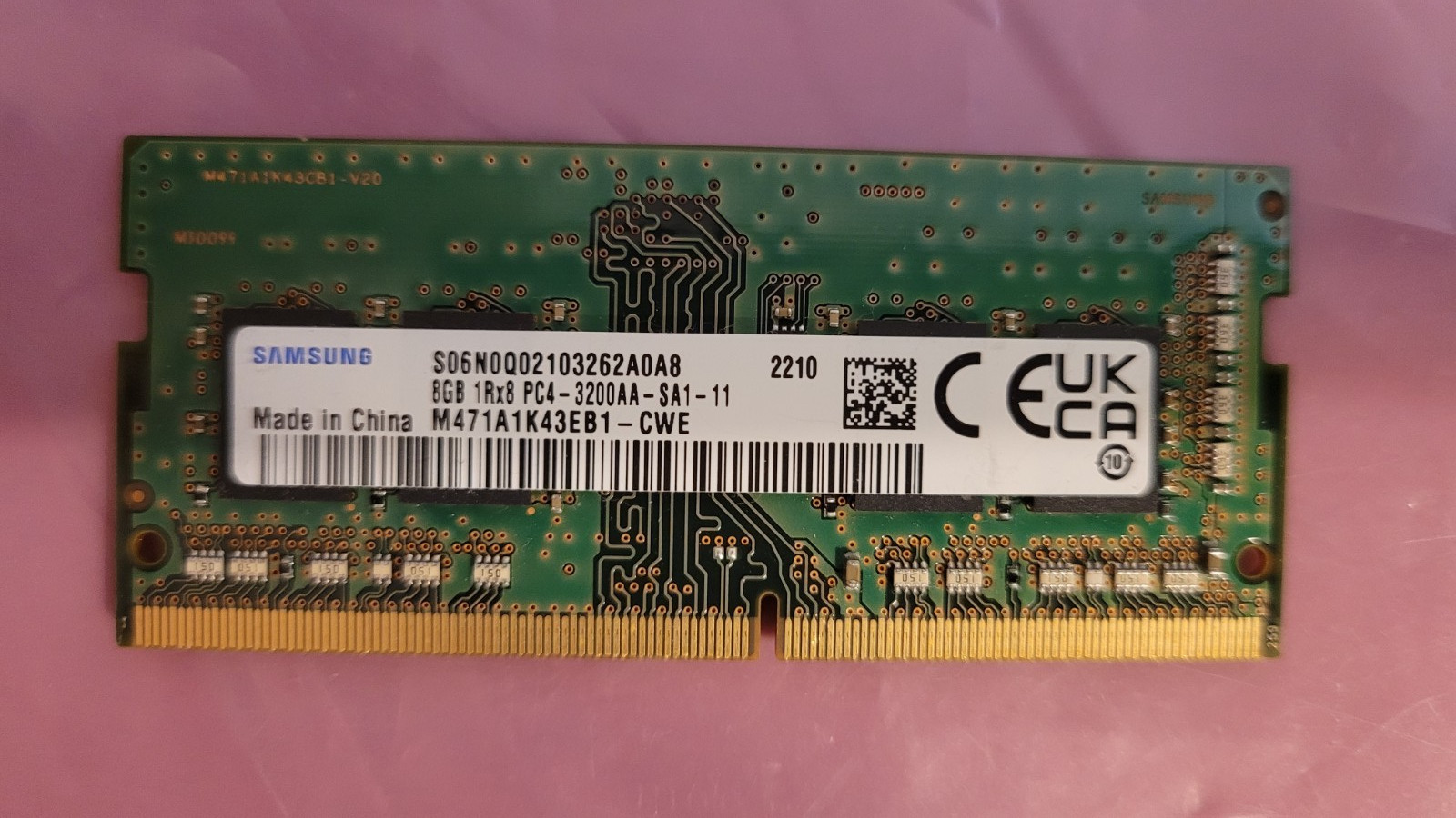 Samsung 8GB PC4 3200 DDR4 3200MHz PC4 25600 1Rx8 1.2V CL22 Laptop Ram Memory