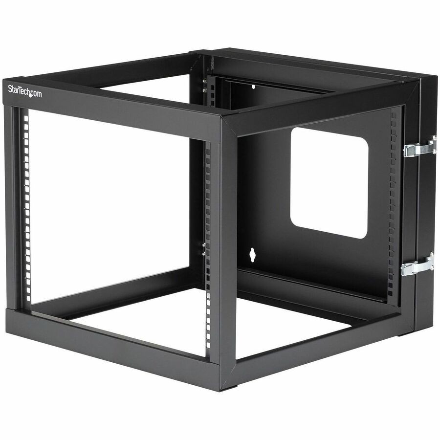 StarTech 4-Post 8U Hinged Wall-Mount Network Rack, 19" Open Frame Server Rack,