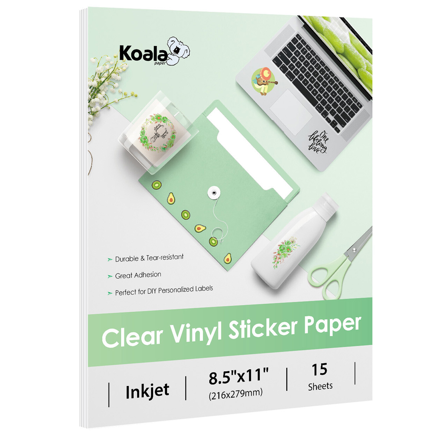 Lot Koala Printable Clear Vinyl Sticker Paper for Inkjet Laser Waterproof or Non