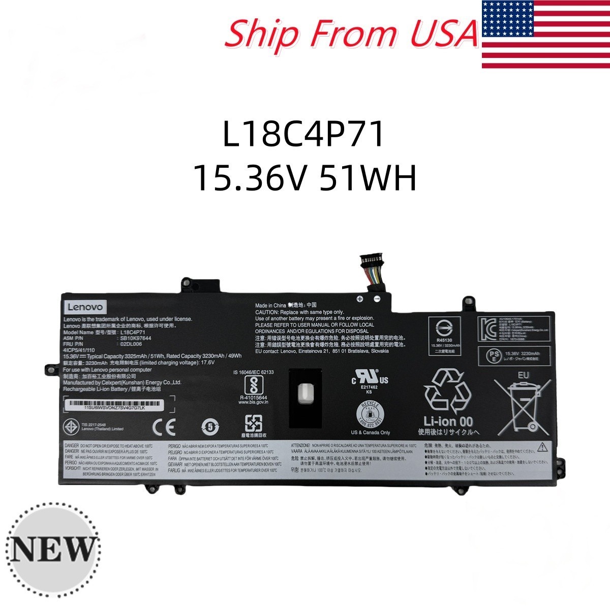NEW OEM Genuine 51WH L18C4P71 Battery For Lenovo ThinkPad X1 Carbon 7th/8th Gen