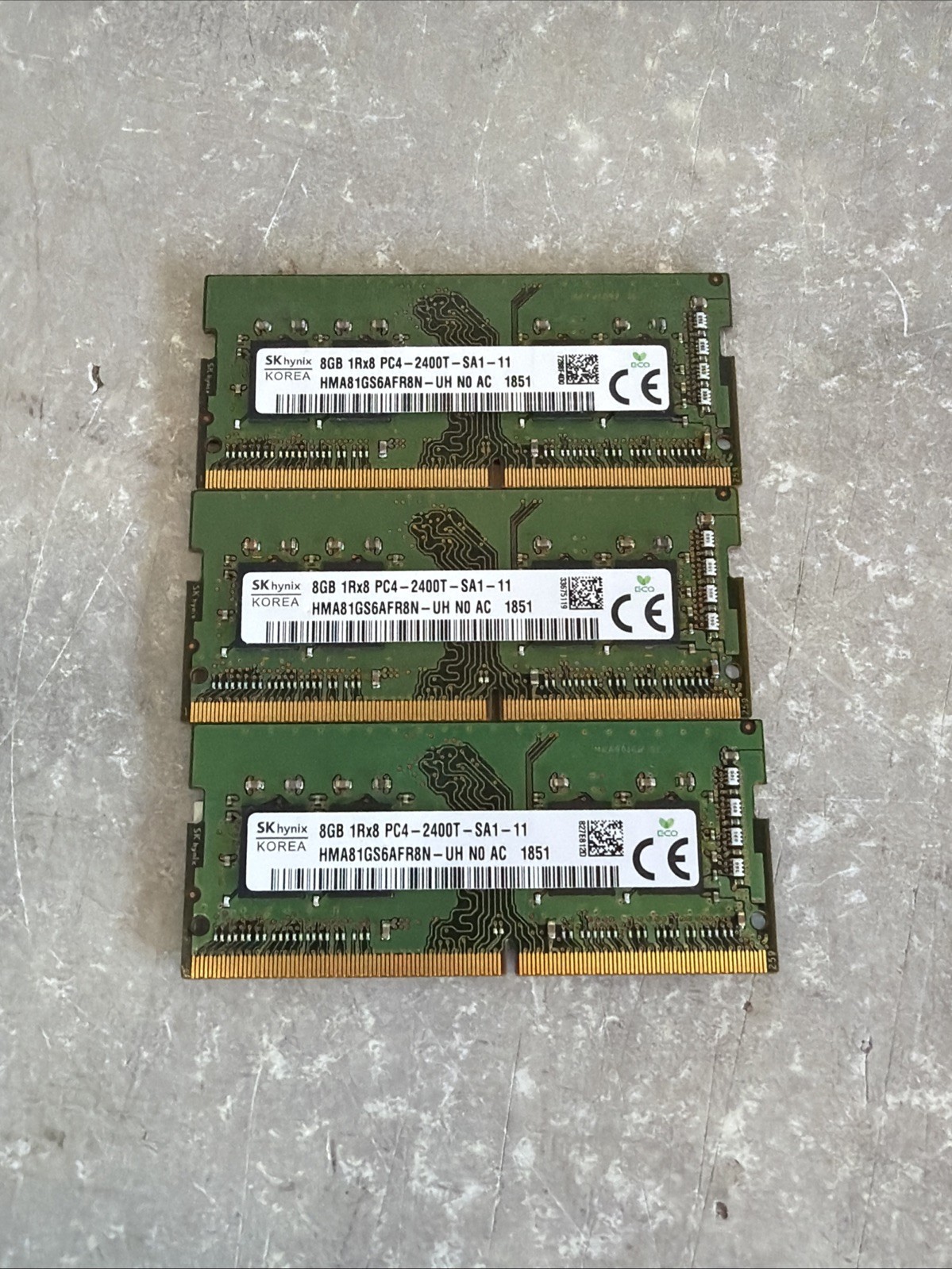 Lot of 3 - SK Hynix 8GB - 1Rx8 DDR4-2400T SODIMM Laptop RAM | HMA81GS6AFR8N-UH