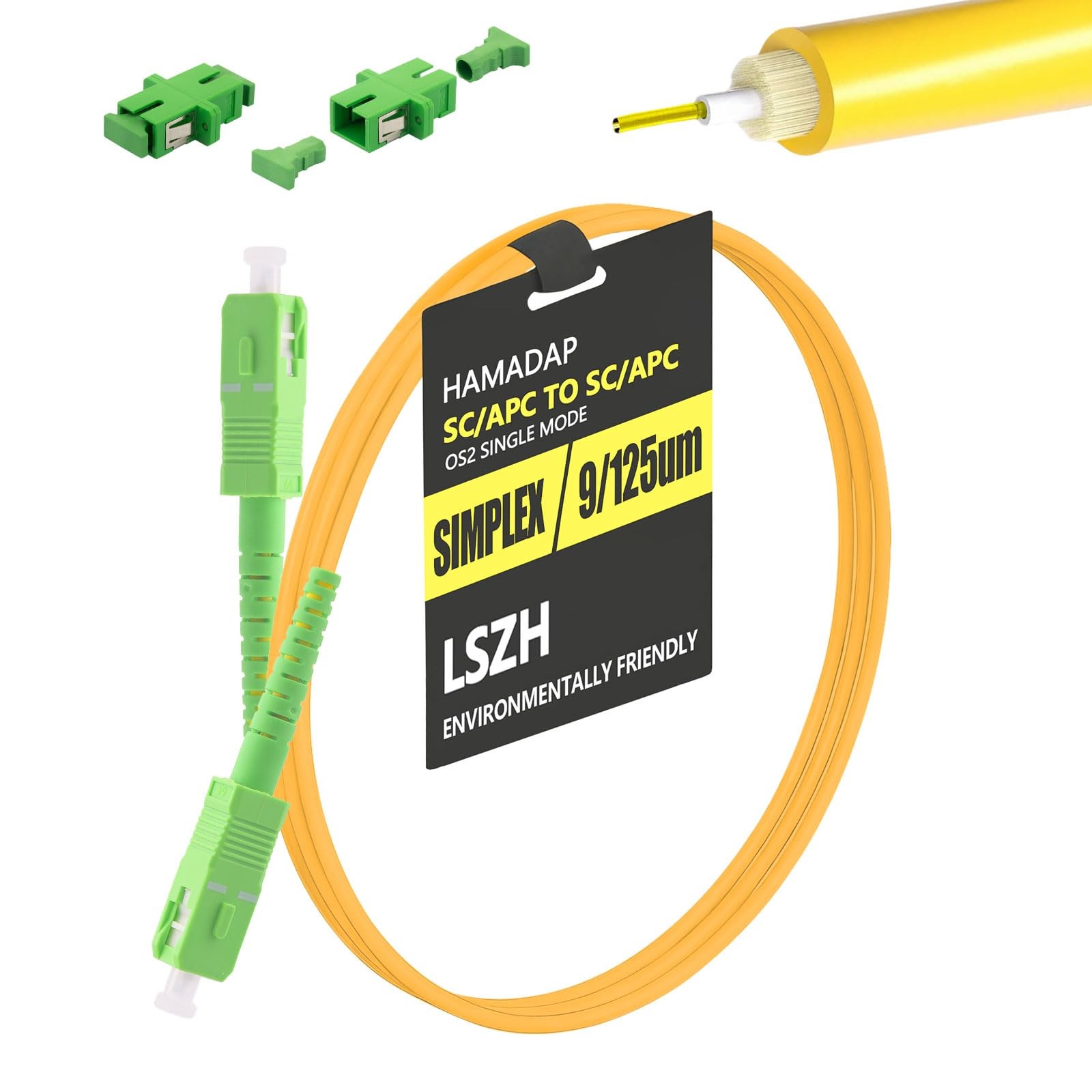 Fiber Optic Internet Cable 65ft SC/APC Single Mode Patch Jumper Replacement