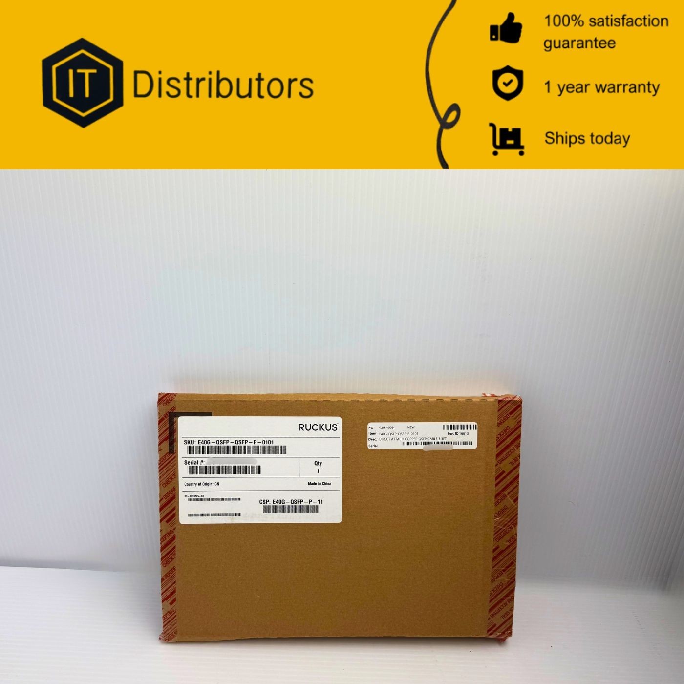 Ruckus E40G-QSFP-QSFP-P-0101 / New / 1 Year Warranty / Ships Today