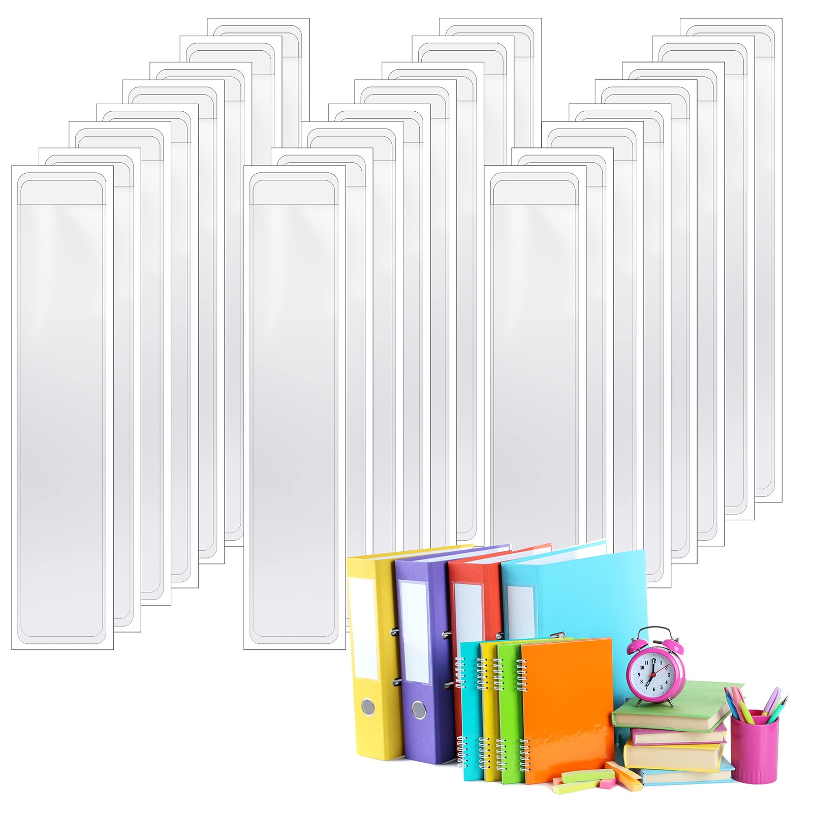 300-Piece Self-Adhesive Label Holders, 1 x 3 Inches Clear Binder Spine Label ...