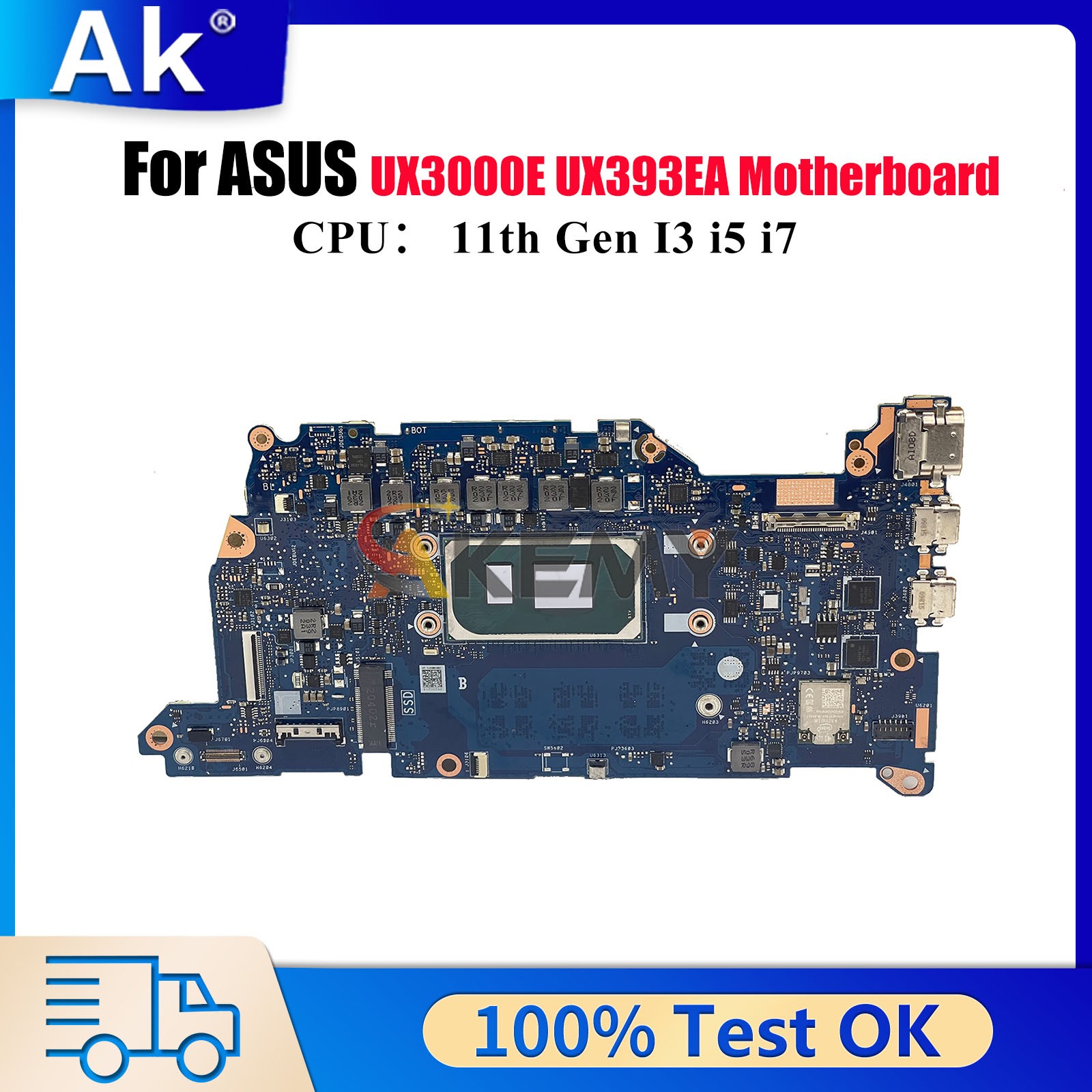 UX393EA Laptop Motherboard For ASUS UX3000E UX393E Mainboard W/ CPU tests OK