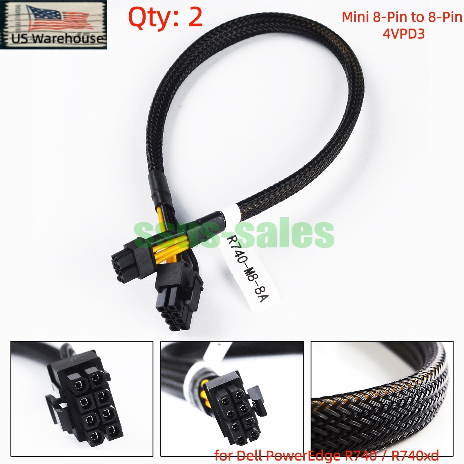 X2 4VPD3 Mini 8Pin to 8Pin(6+2) GPU Power Cable For Dell R740 R740XD
