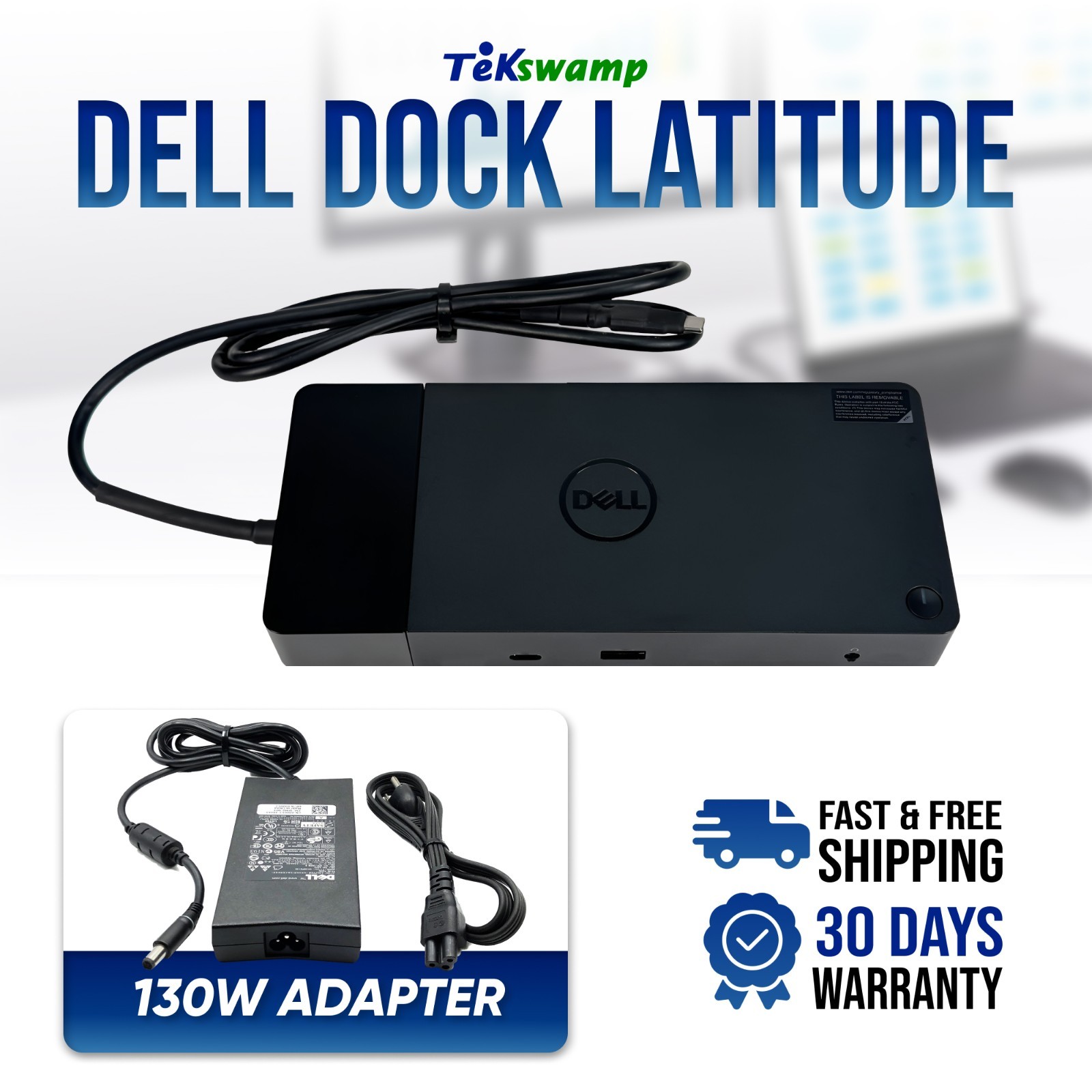 Dell USB-C Dock Station for Latitude 7340 7410 7420/2-in-1 Laptop w/130W Adapter
