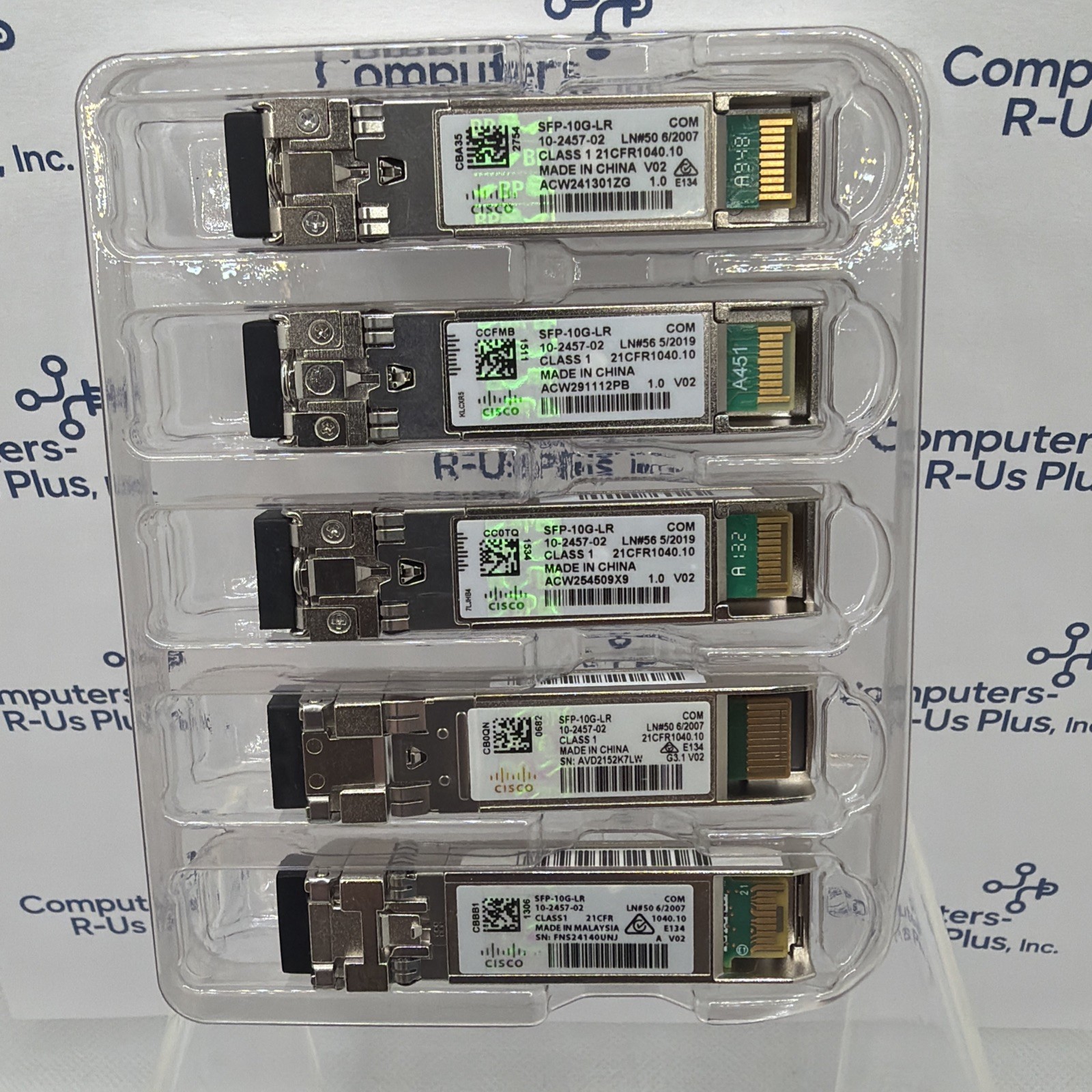 5 X Cisco 10-2457-02 SFP-10G-LR SFP+ 10G LR SMF 1310nm 10km LC Transceiver