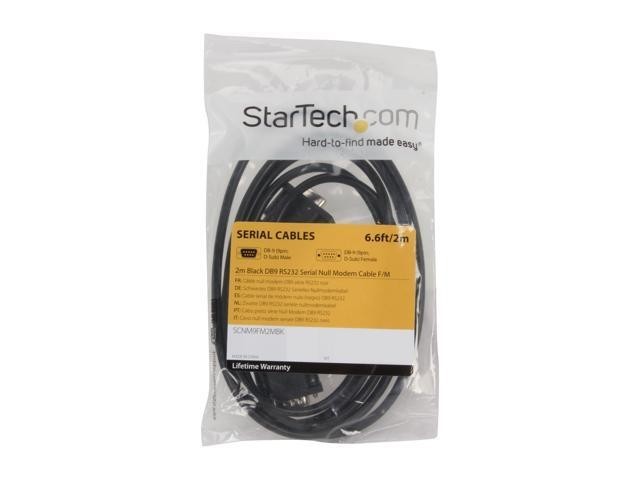 Lot of Qty 10 Startech SCNM9FM2MBK New DB9F DB9M Null Modem Cables, 6.6ft, Black
