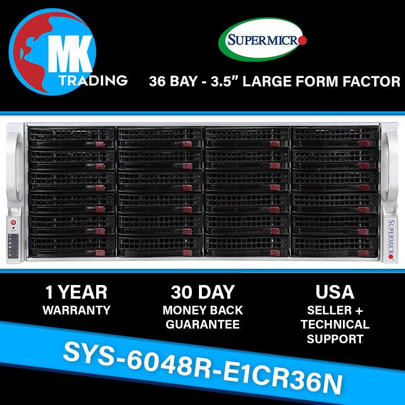 Supermicro SSG-6048R-E1CR36N 36B LFF 4U Server -V2- Choose CPUs/RAM - Wholesale