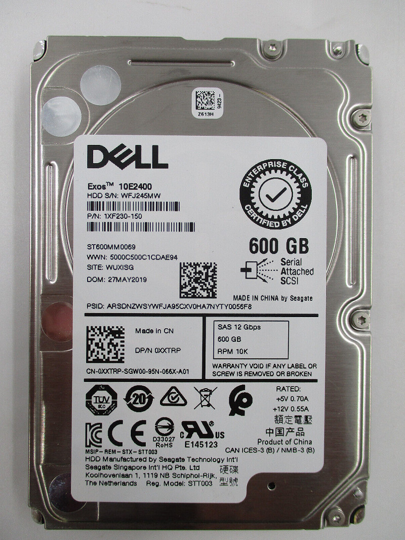 New Dell XXTRP 0XXTRP ST600MM0069 600GB 10K 12G SAS 2.5" SFF Enterprise HDD