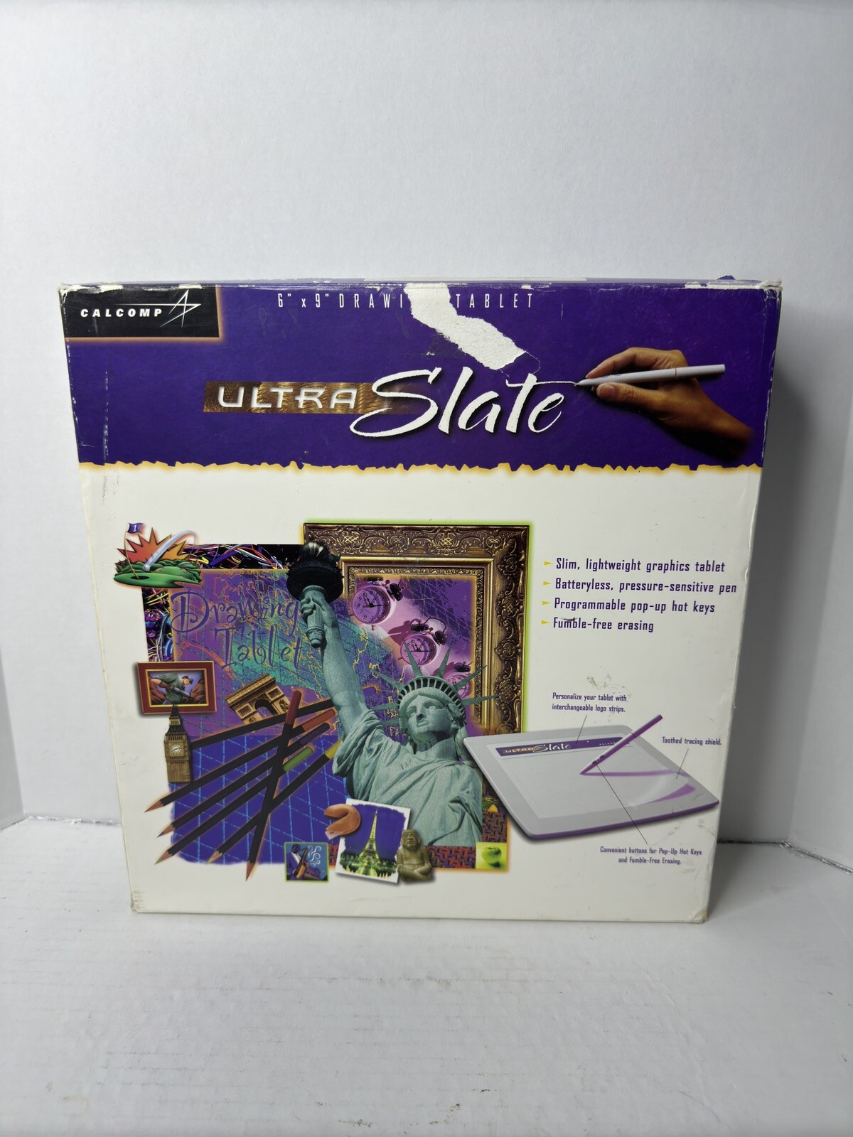Calcomp Ultra Slate Drawing Tablet 6x9 Pop Up Hotkeys Artist Windows/MAC